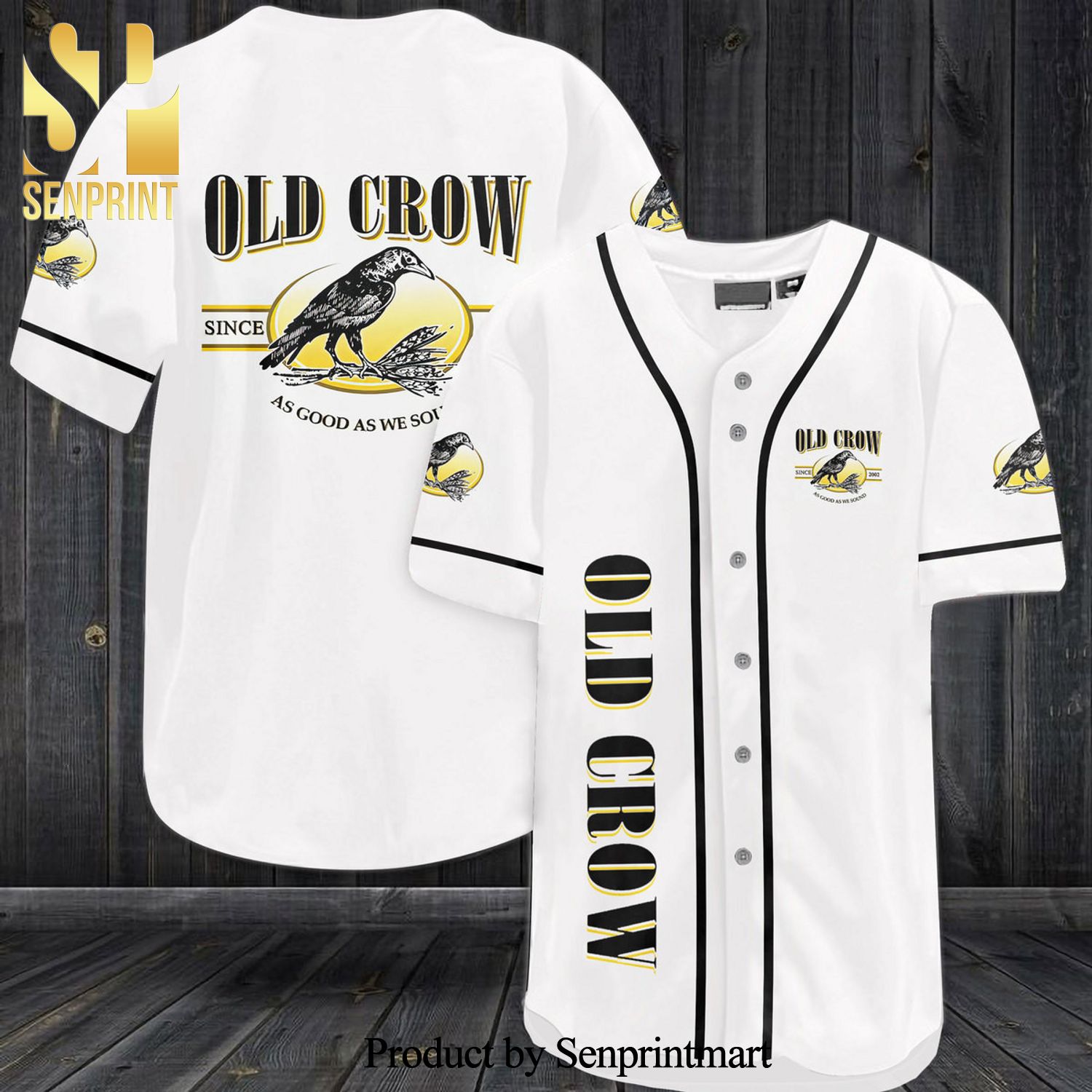 Old Crow As Good As We Sound All Over Print Baseball Jersey - White