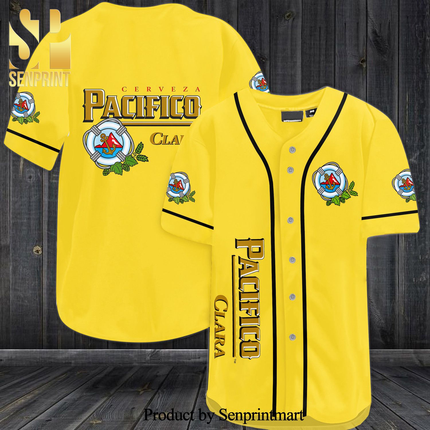 Pacifico Clara Beer All Over Print Baseball Jersey – Yellow