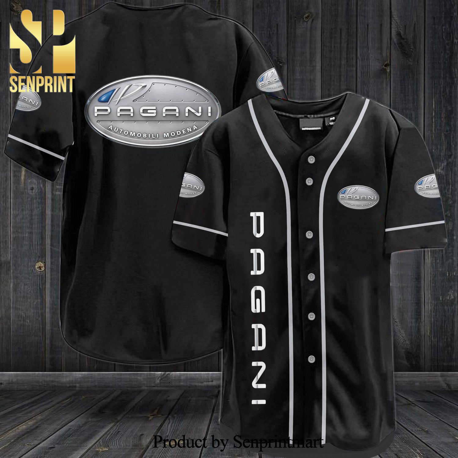 Pagani All Over Print Baseball Jersey – Black