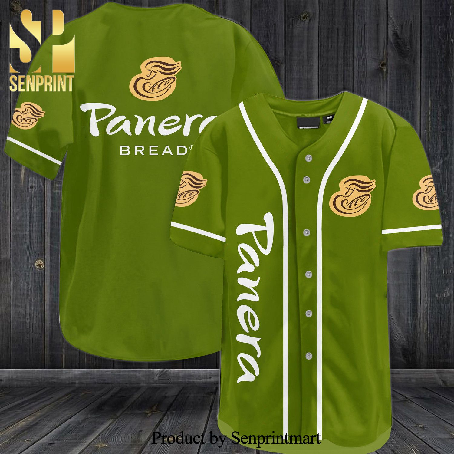 Panera Bread All Over Print Baseball Jersey - Green