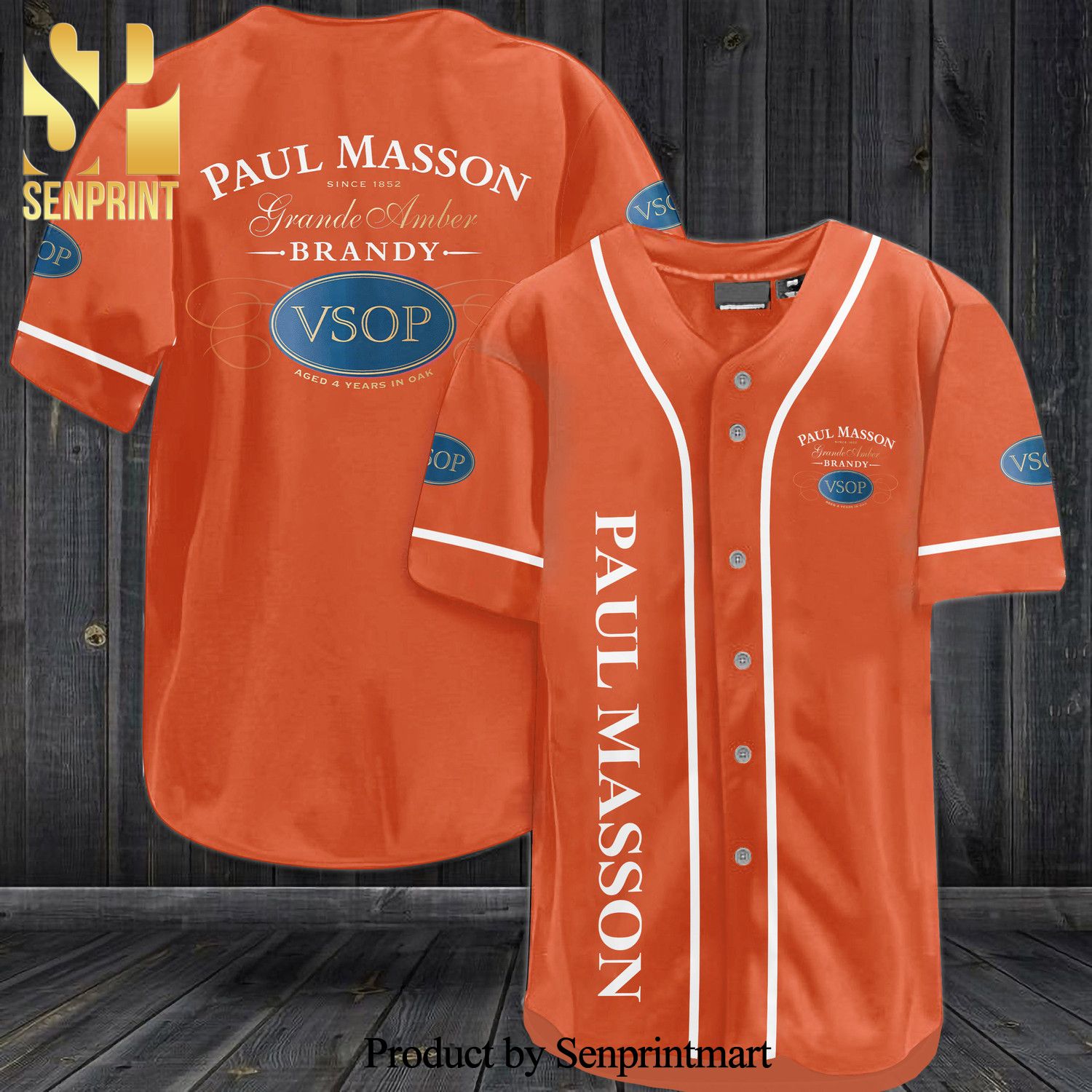 Paul Masson Brandy All Over Print Unisex Baseball Jersey – Orange