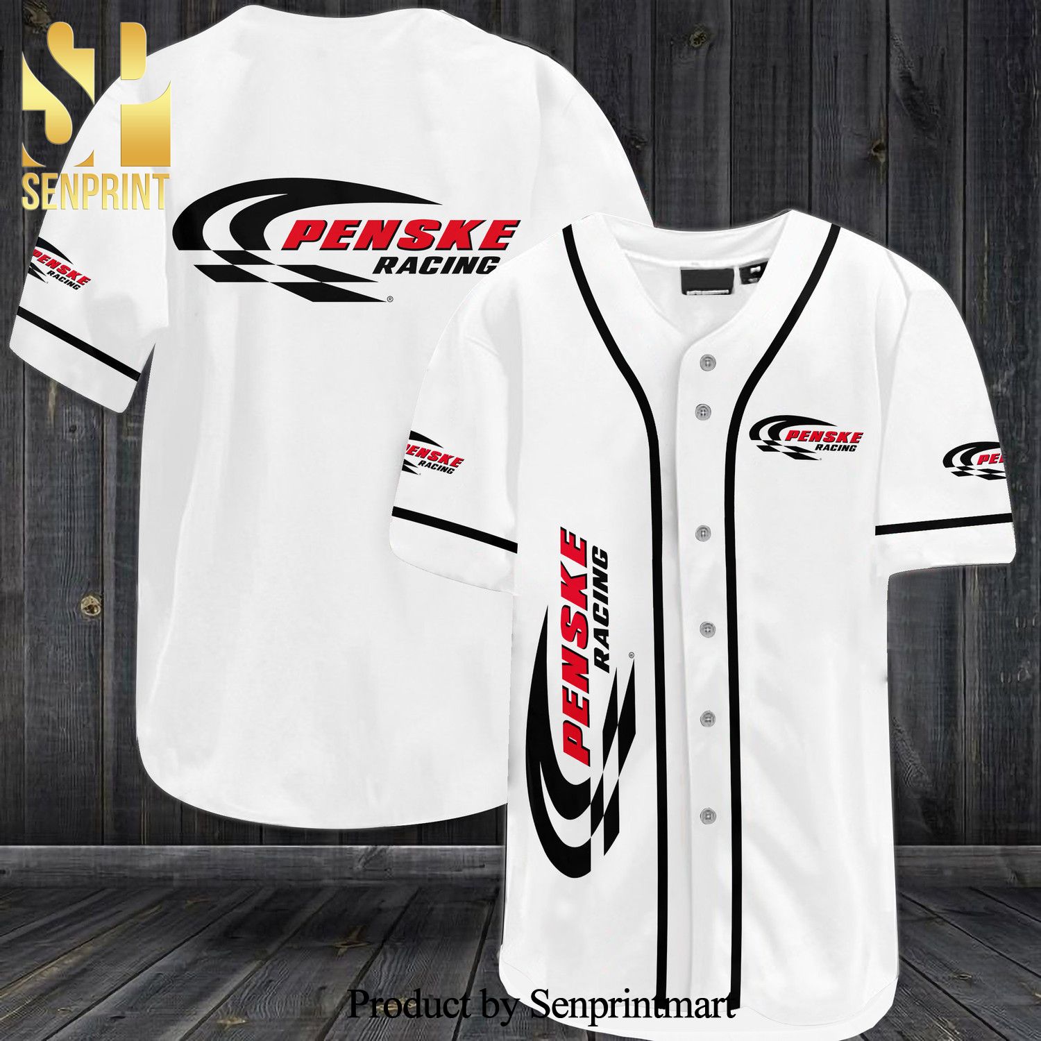 Penske Racing All Over Print Baseball Jersey – White