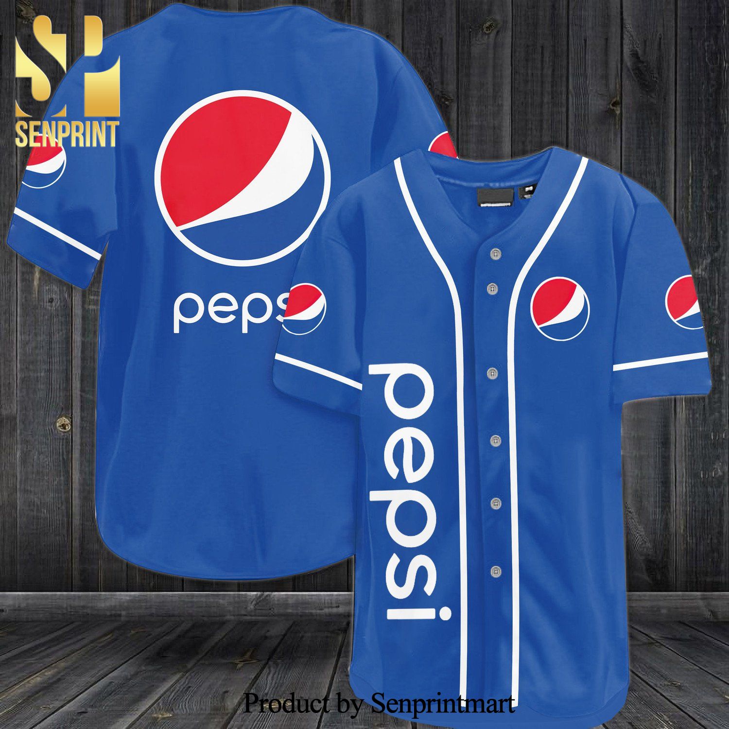 Pepsi All Over Print Baseball Jersey – Blue