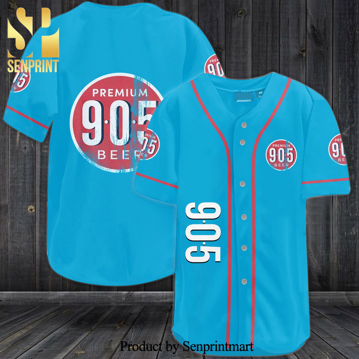 Permium 905 Beer All Over Print Unisex Baseball Jersey – Blue