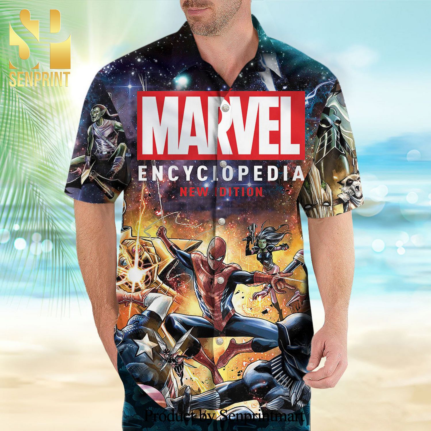 Marvel Encyclopedia New Edition Full Printing Combo Hawaiian Shirt And Beach Shorts