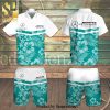 Mercedes AMG Petronas F1 Palm Leaves Full Printing Aloha Summer Beach Hawaiian Shirt And Beach Shorts – Turquoise