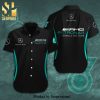Mercedes AMG Petronas F1 Team Full Printing Short Sleeve Dress Shirt Hawaiian Summer Aloha Beach Shirt – Black White