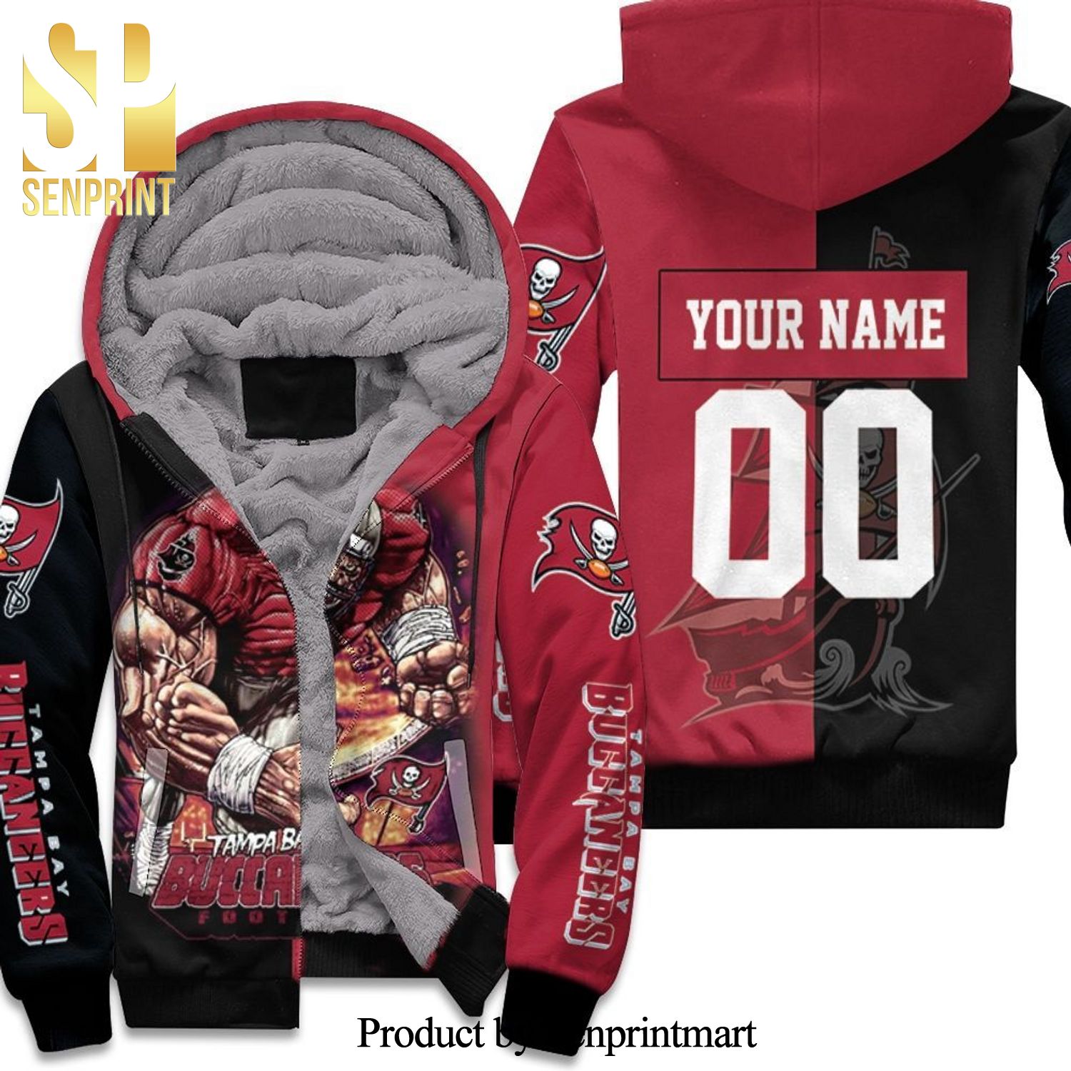 Giant Tampa Bay Buccaneers NFC South Champions Super Bowl Personalized All Over Print Unisex Fleece Hoodie