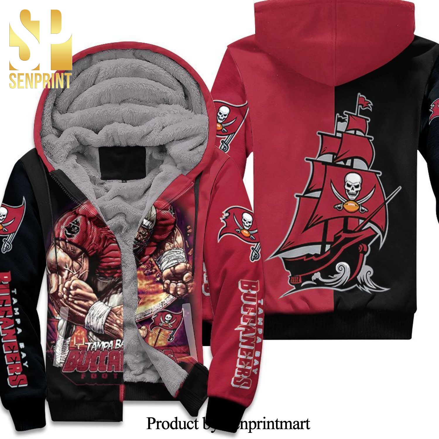 Giant Tampa Bay Buccaneers NFC South Division Champions Super Bowl Full Printed Unisex Fleece Hoodie