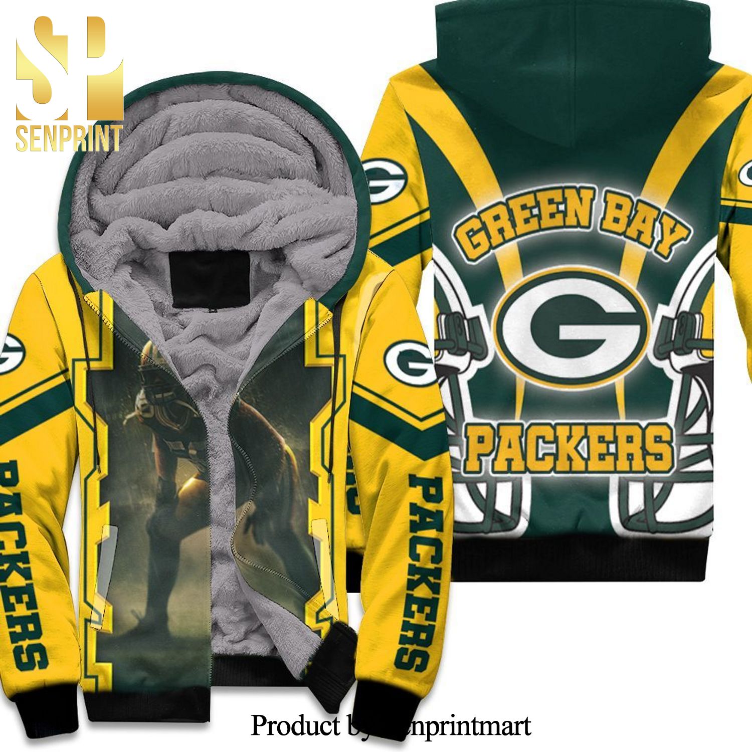 Green Bay Packers A J Hawk 50 Hot Outfit All Over Print Unisex Fleece Hoodie