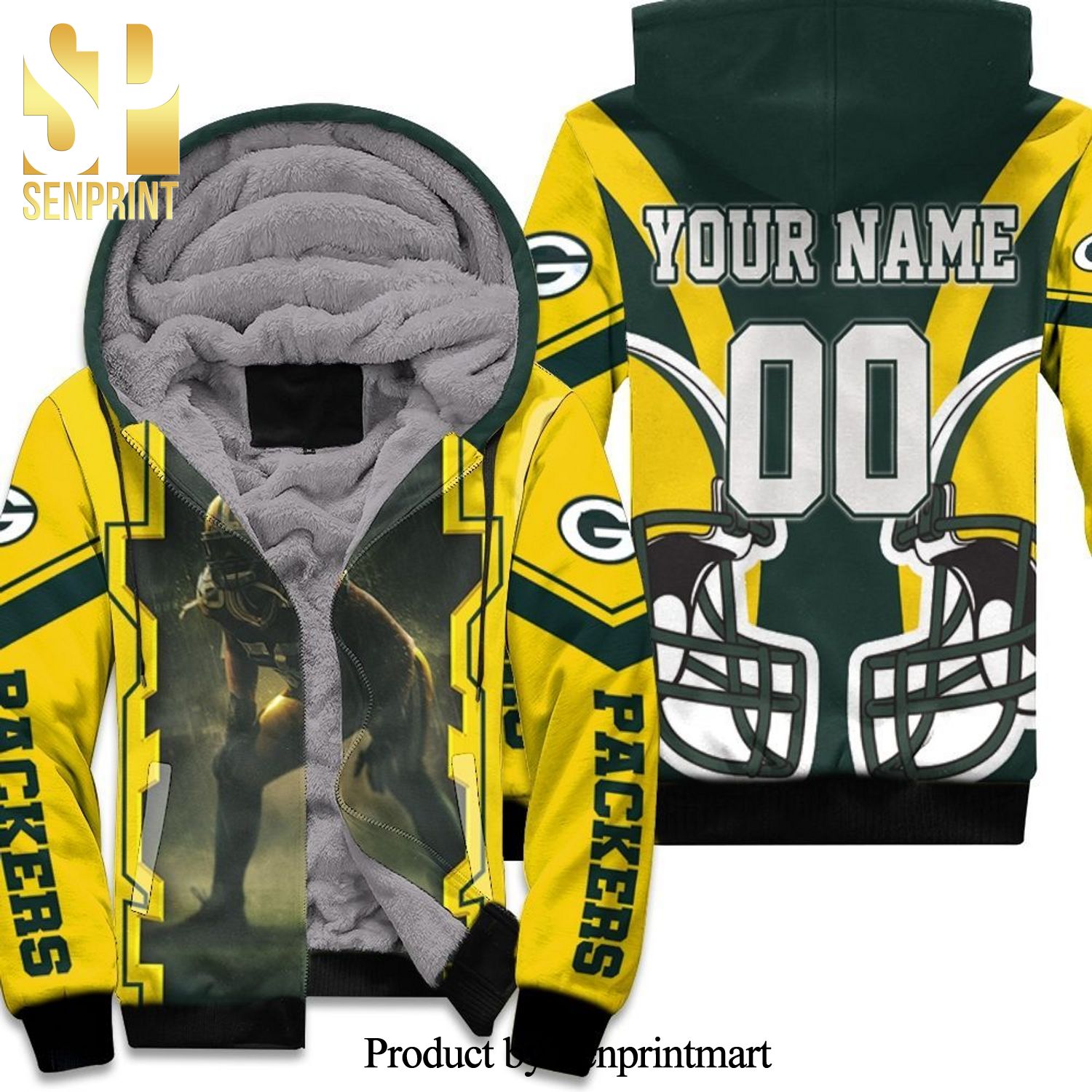 Green Bay Packers A J Hawk 50 Personalized Cool Version Full Print Unisex Fleece Hoodie