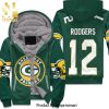Green Bay Packers Aaron Rodgers 12 Illustrated Personalized 3D Unisex Fleece Hoodie