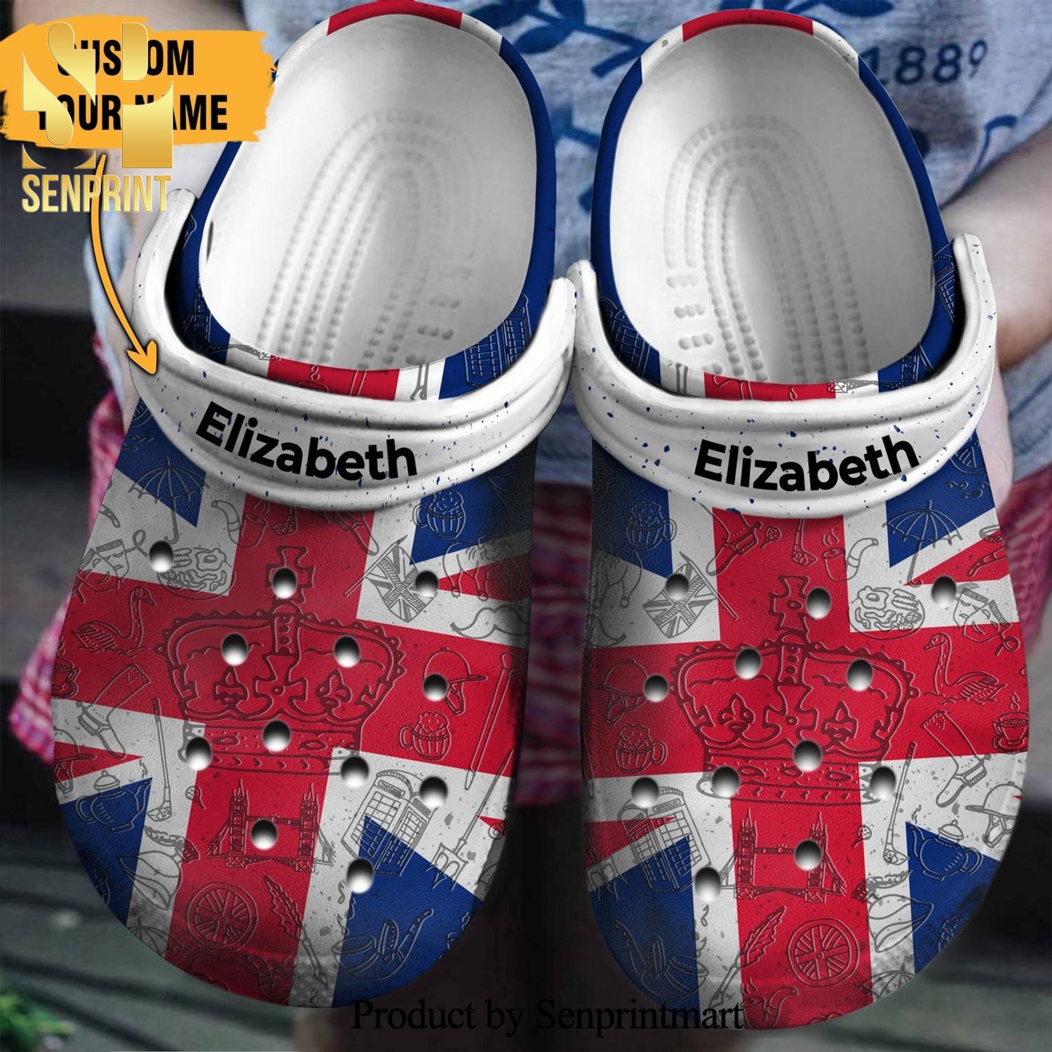 Uk Flag For Men And Women Full Printed Unisex Crocs Crocband Clog