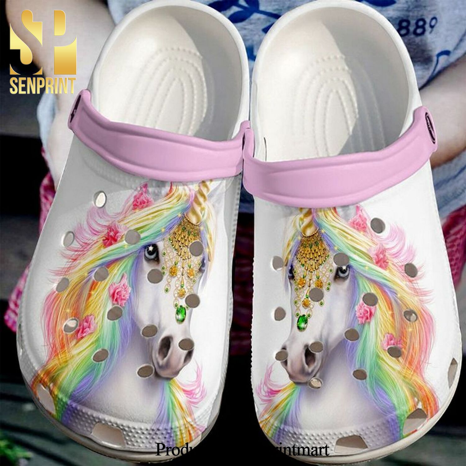 Unicorn Colorful 102 Gift For Lover All Over Printed Crocs Crocband In Unisex Adult Shoes