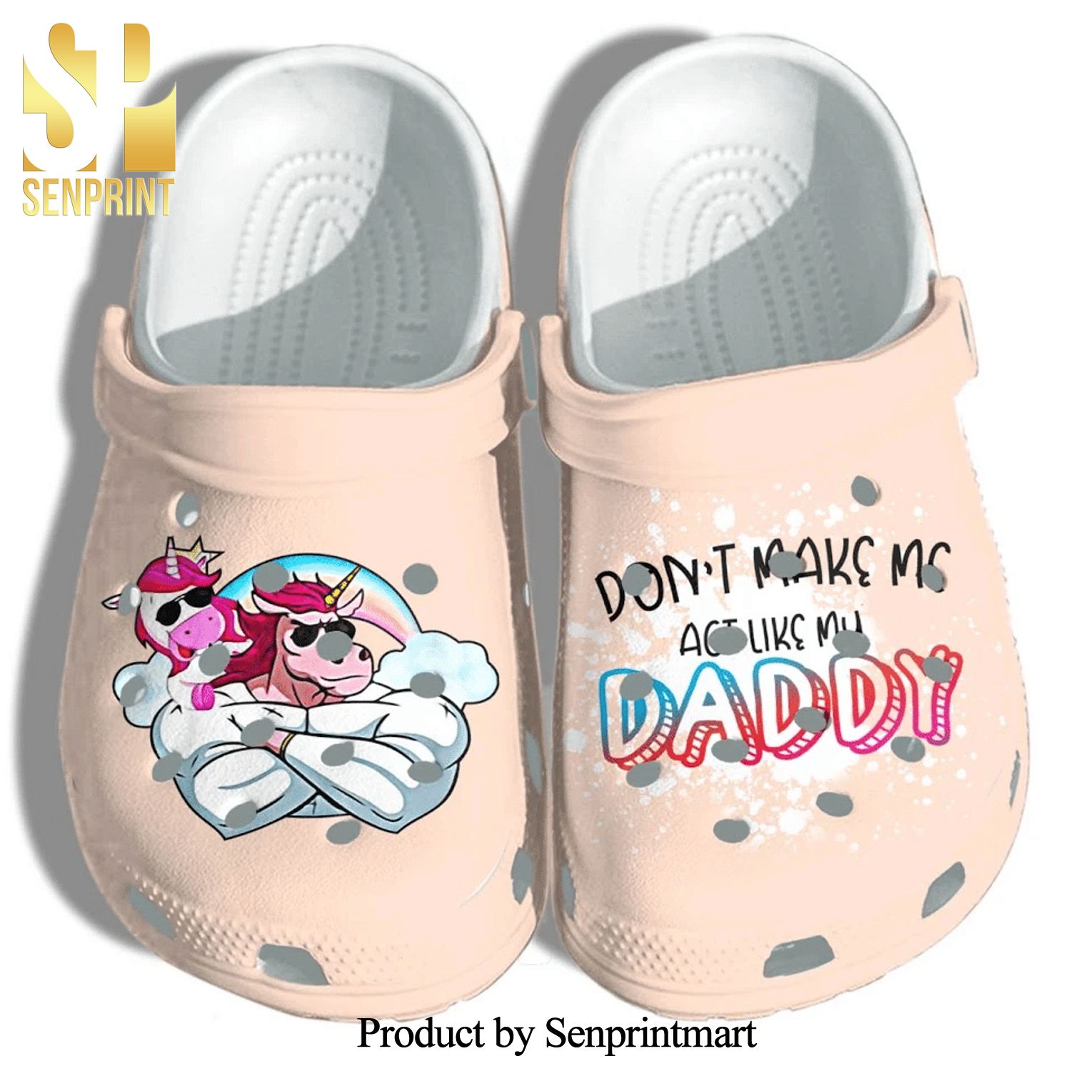 Unicorn Muscle Shoes For Daughter Dadacorn 3D Unisex Crocs Crocband Clog