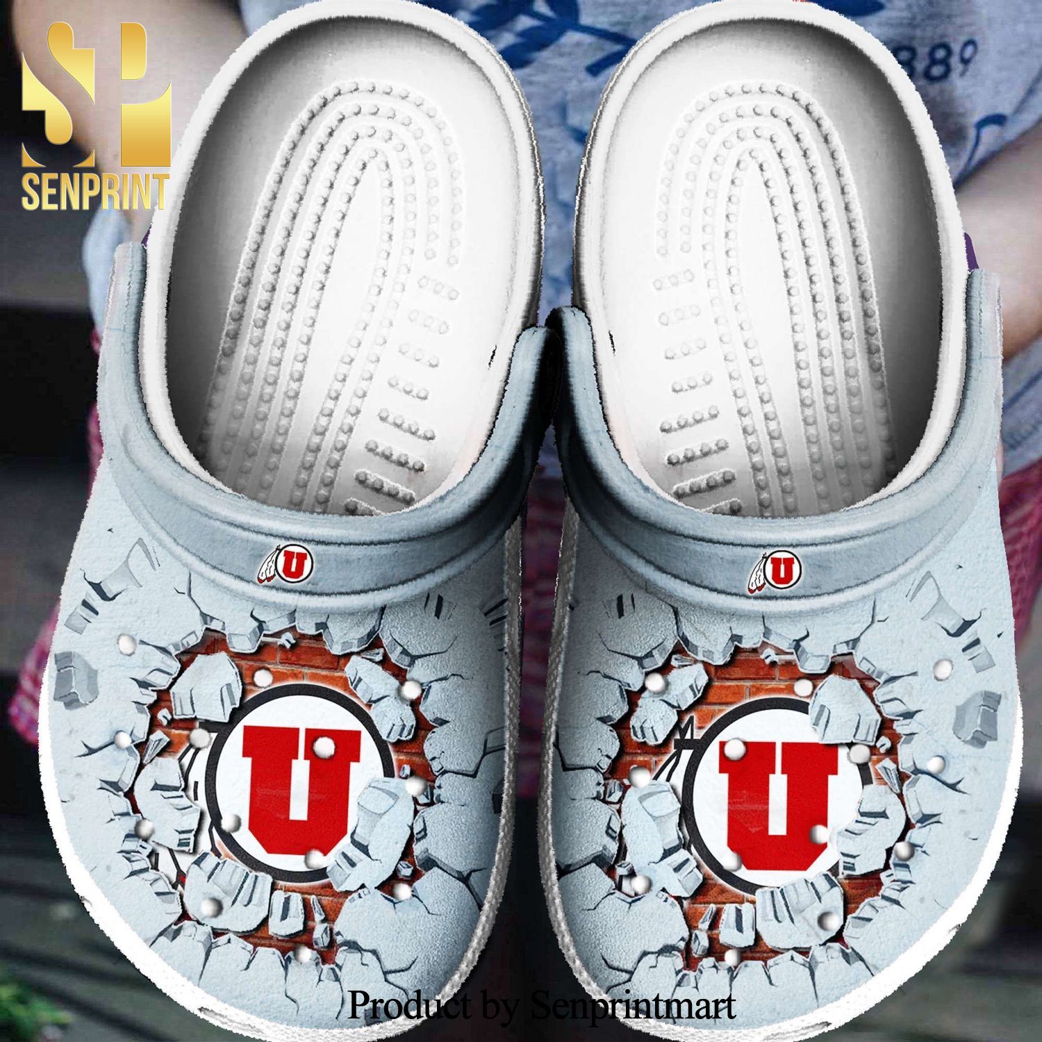 Utah Utes Broken Wall Crocs Crocband Adult Clogs