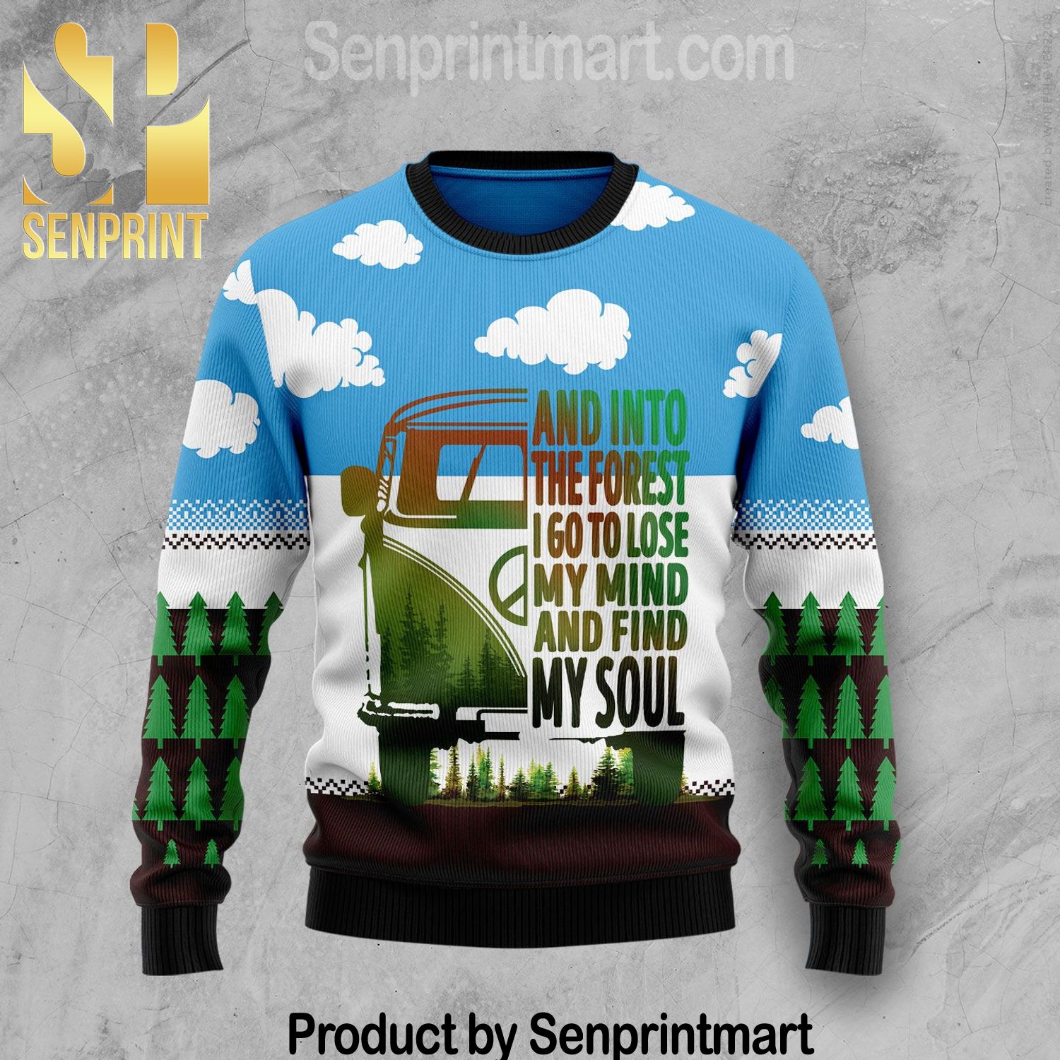Camping Forest My Soul Xmas Time Ugly Christmas Wool Knitted Sweater