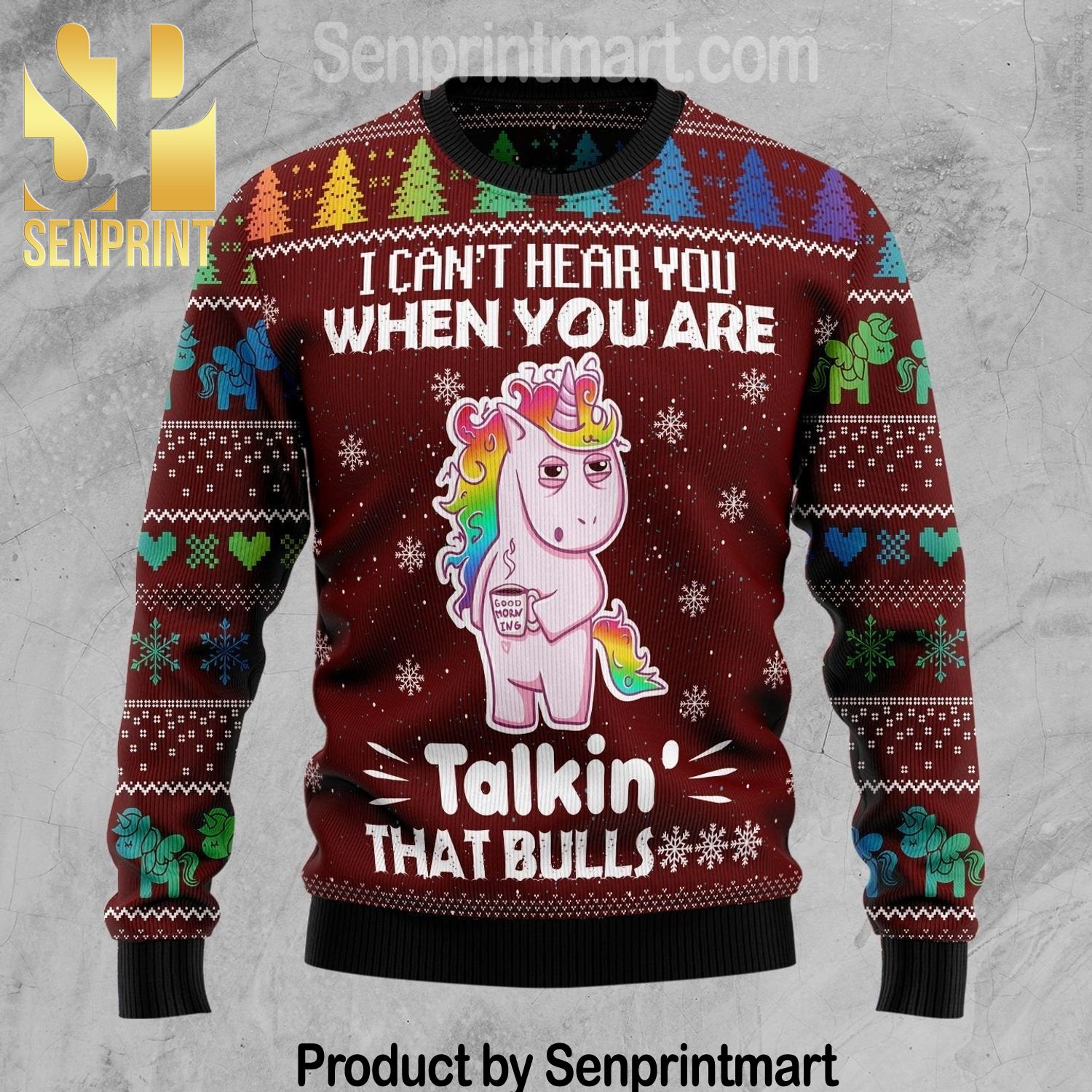 Can’t Hear You Unicorn Chirtmas Time 3D Ugly Xmas Sweater