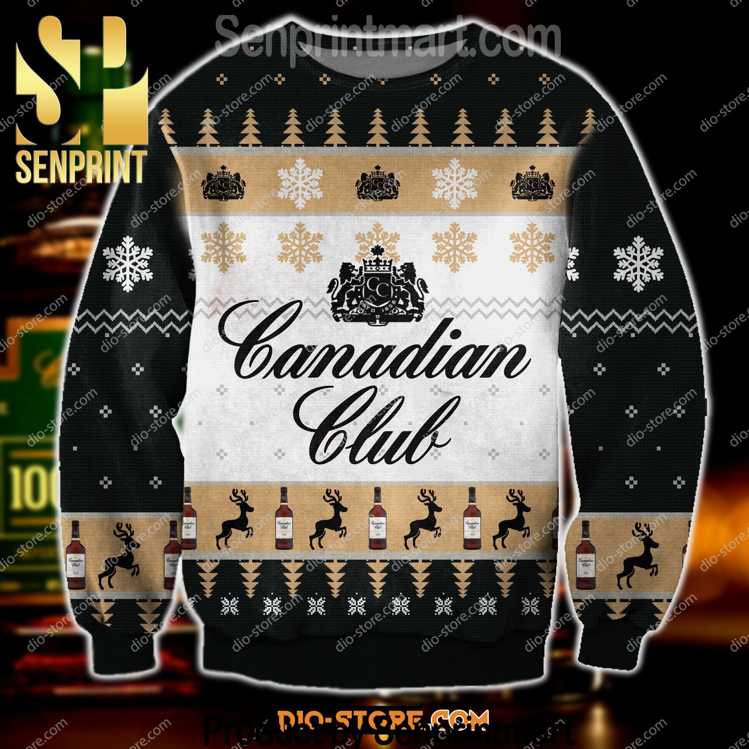 Canadian Club Xmas Time Ugly Christmas Wool Knitted Sweater