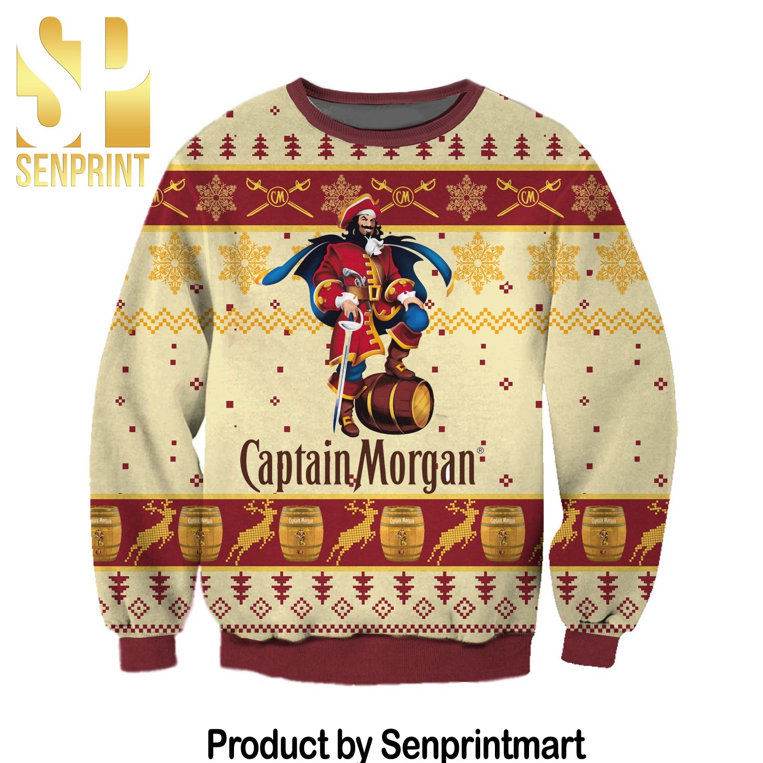 Captain Morgan Xmas Gifts Full Printed Wool Ugly Christmas Sweater
