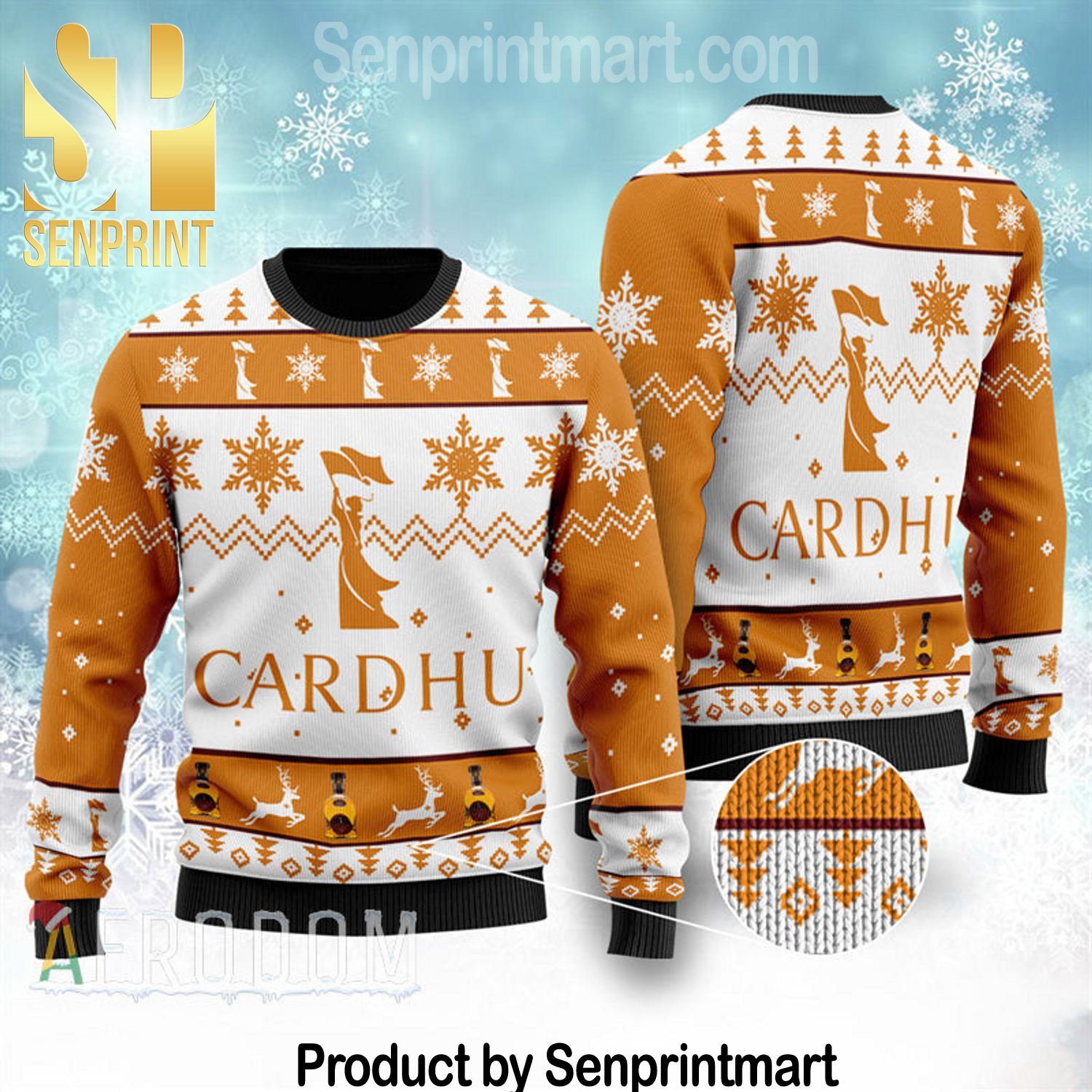 Cardhu Whiskey Wool Blend Ugly Knit Christmas Sweater