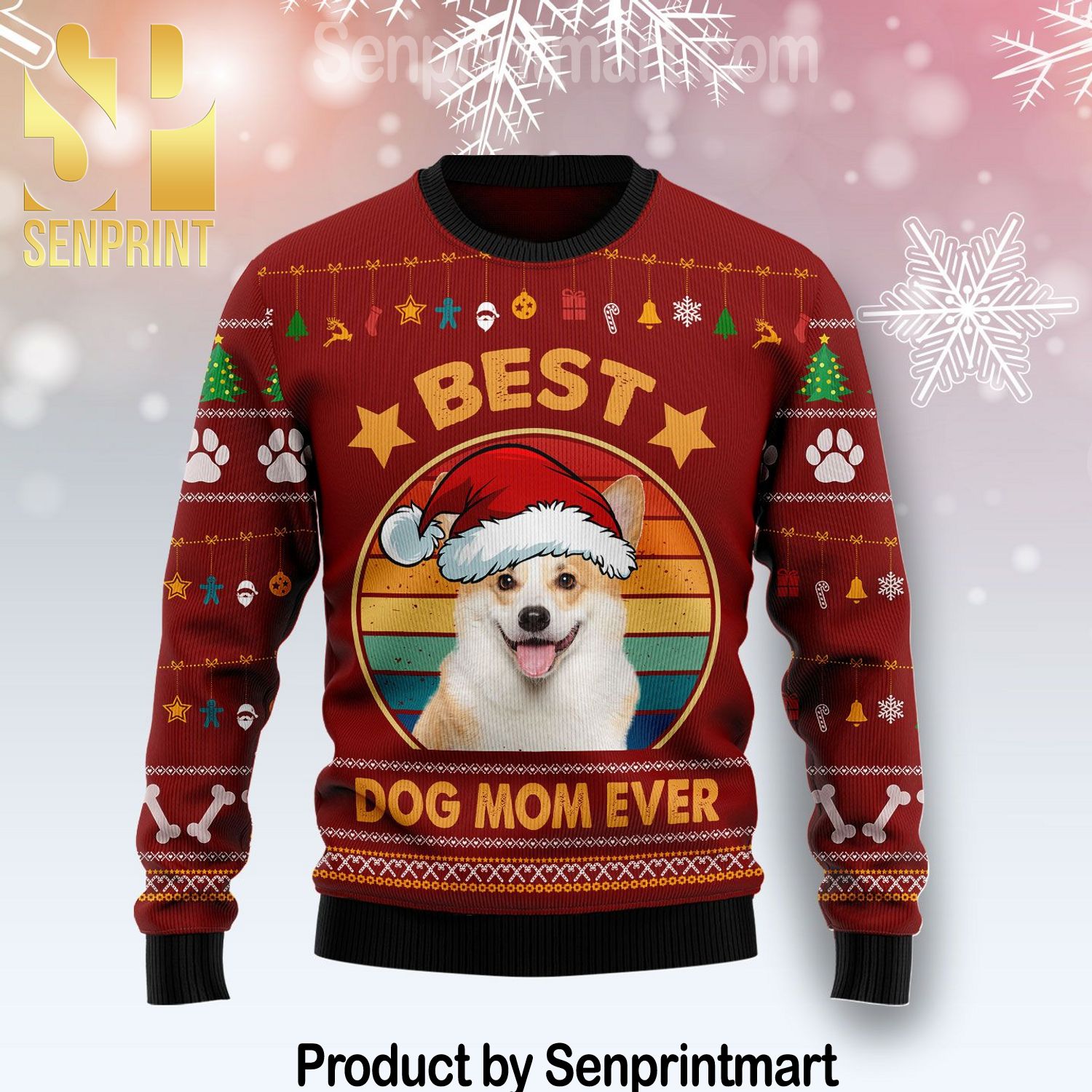 Cardigan Welsh Corgi Best Dog Mom Ever Holiday Gifts Wool Knitting Sweater