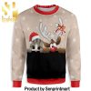 Cat And Sock Xmas Holiday Time Christmas Wool Knitted Sweater