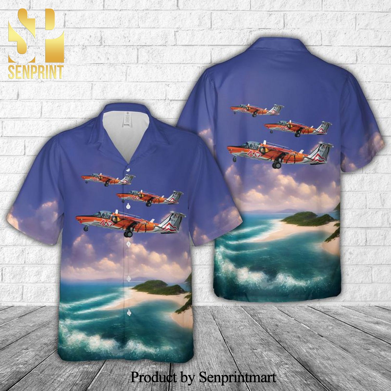 Austrian Air Force Saab 105O All Over Printed Hawaiian Shirt