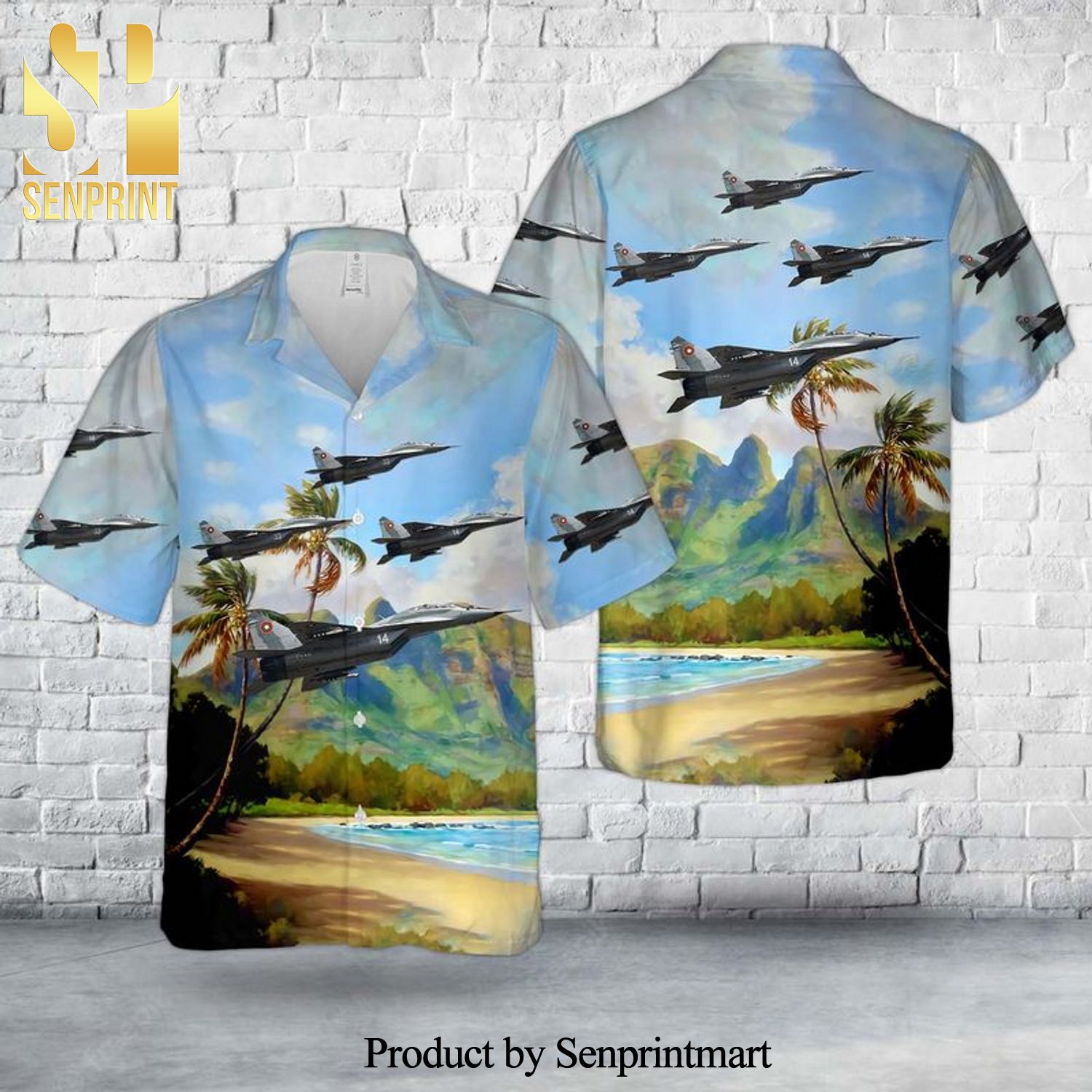 Bulgarian Air Force Mikoyan-Gurevich MiG-29UB Fulcrum B All Over Printed Hawaiian Shirt
