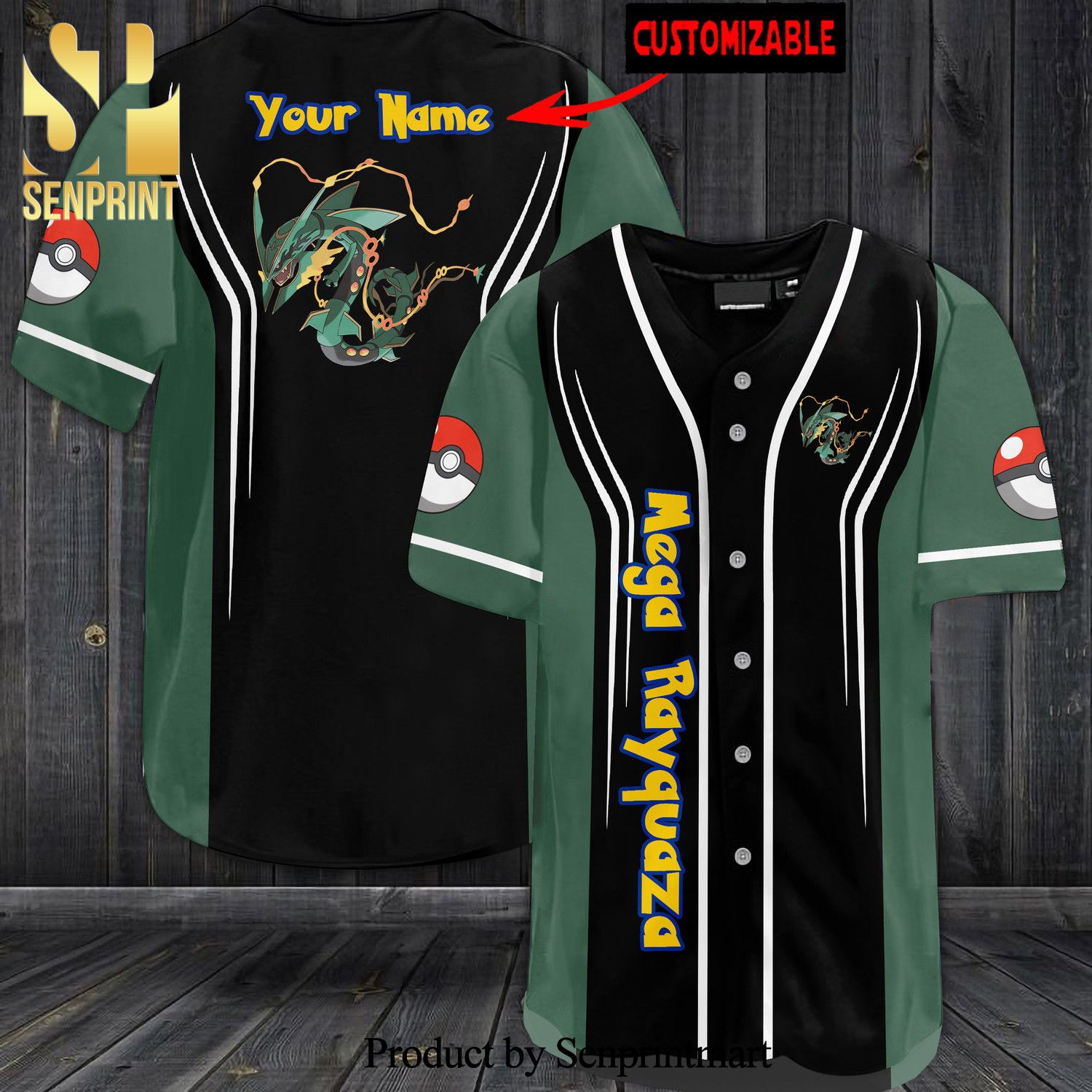 Personalized Mega Rayquaza All Over Print Baseball Jersey
