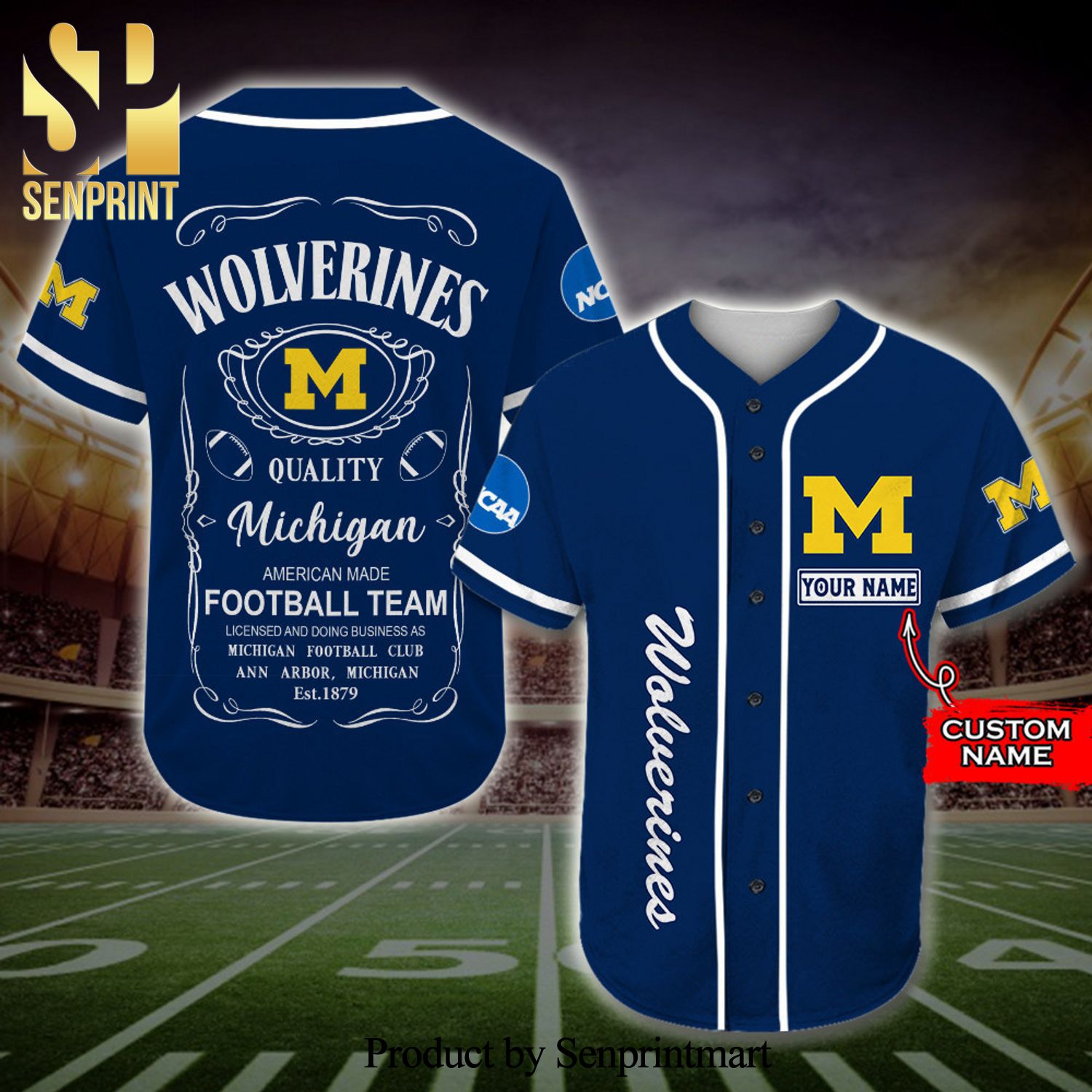 Personalized Michigan Wolverines Jack Daniel's Full Printing Baseball Jersey