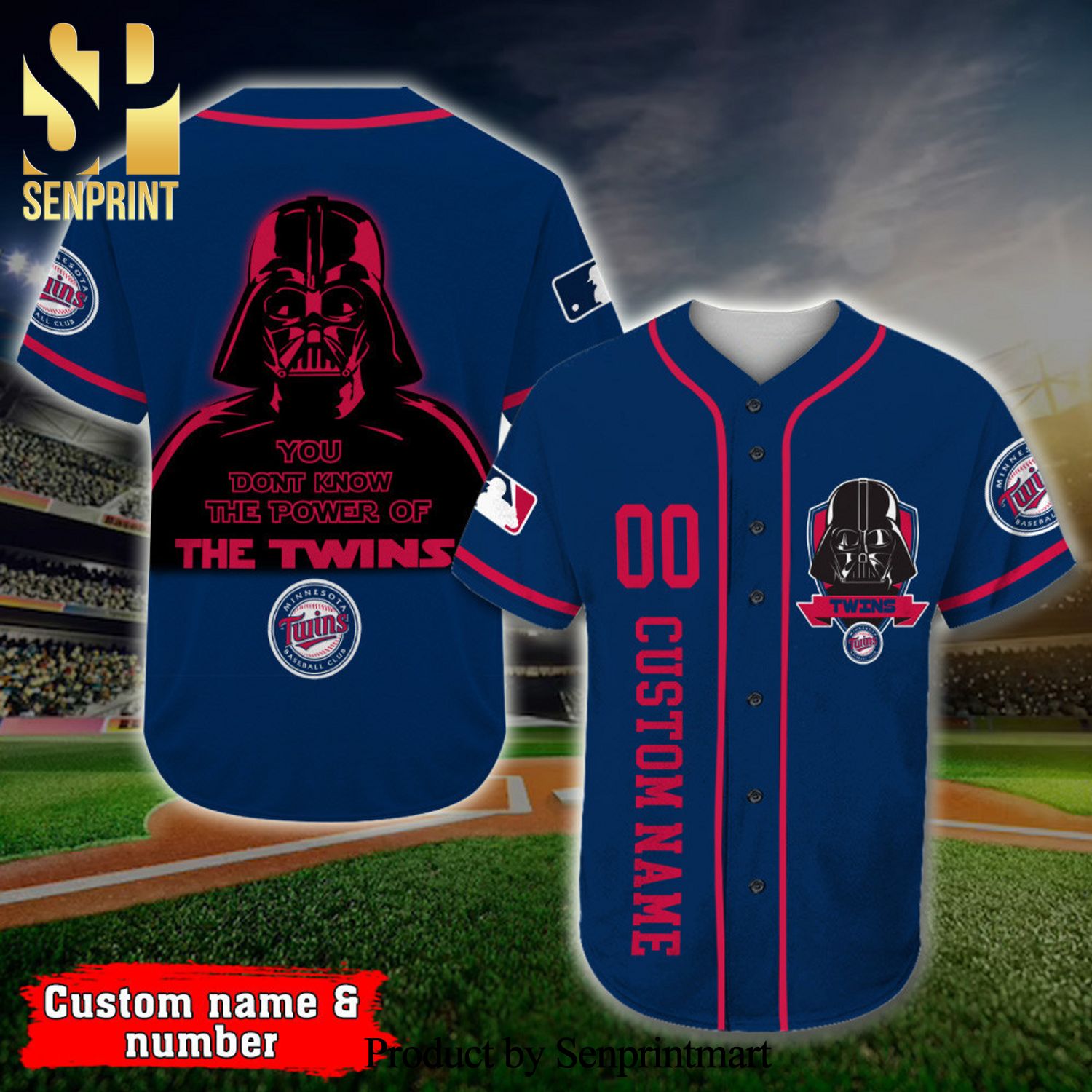 Personalized Minnesota Twins Darth Vader Star Wars Full Printing Baseball Jersey