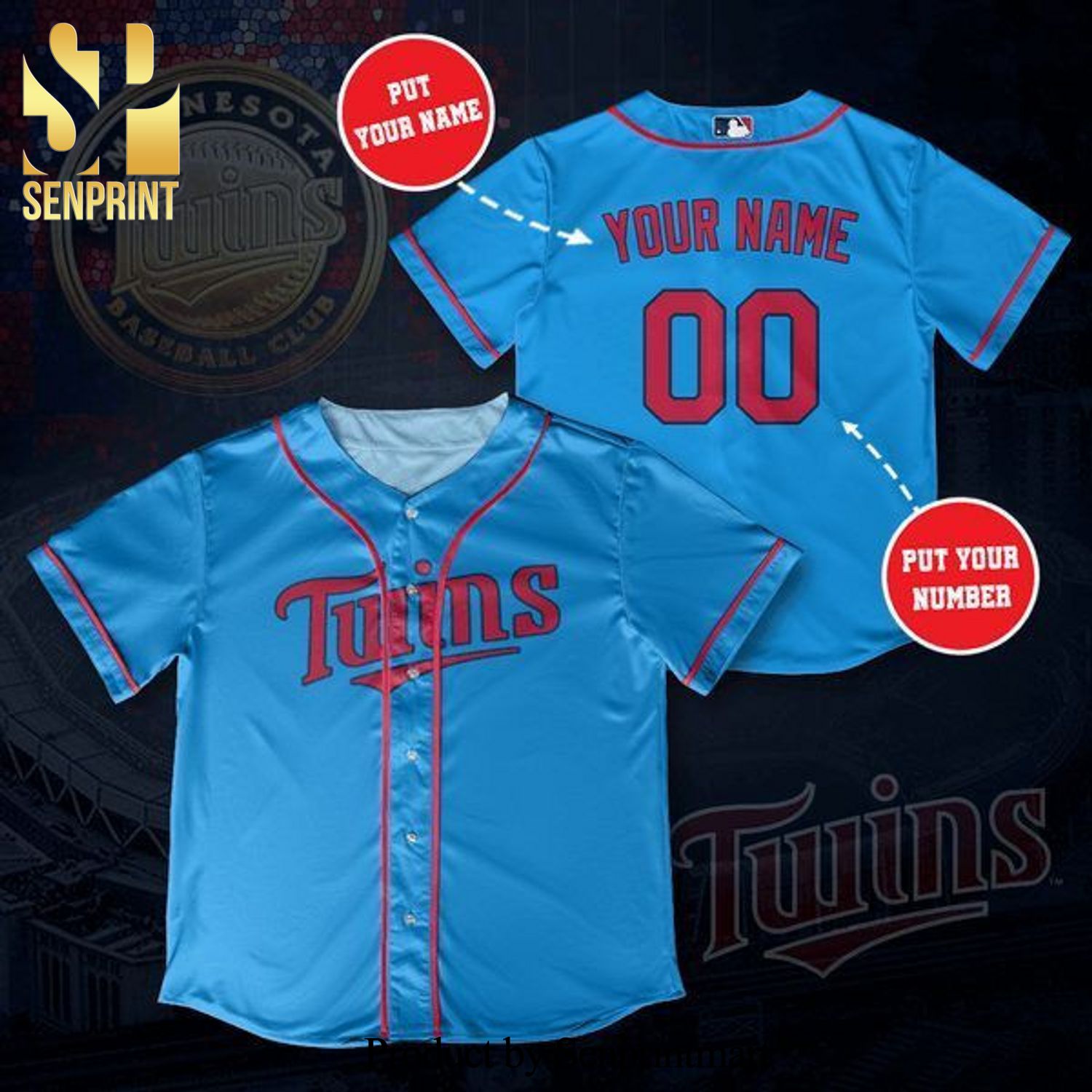 Personalized Minnesota Twins Full Printing Unisex Baseball Jersey – Blue