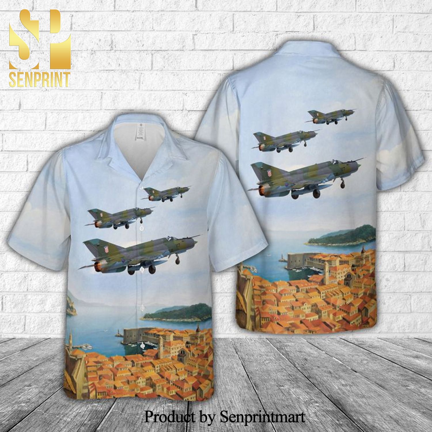 Croatian Air Force Mikoyan-Gurevich MiG-21bisD Full Printed Hawaiian Shirt