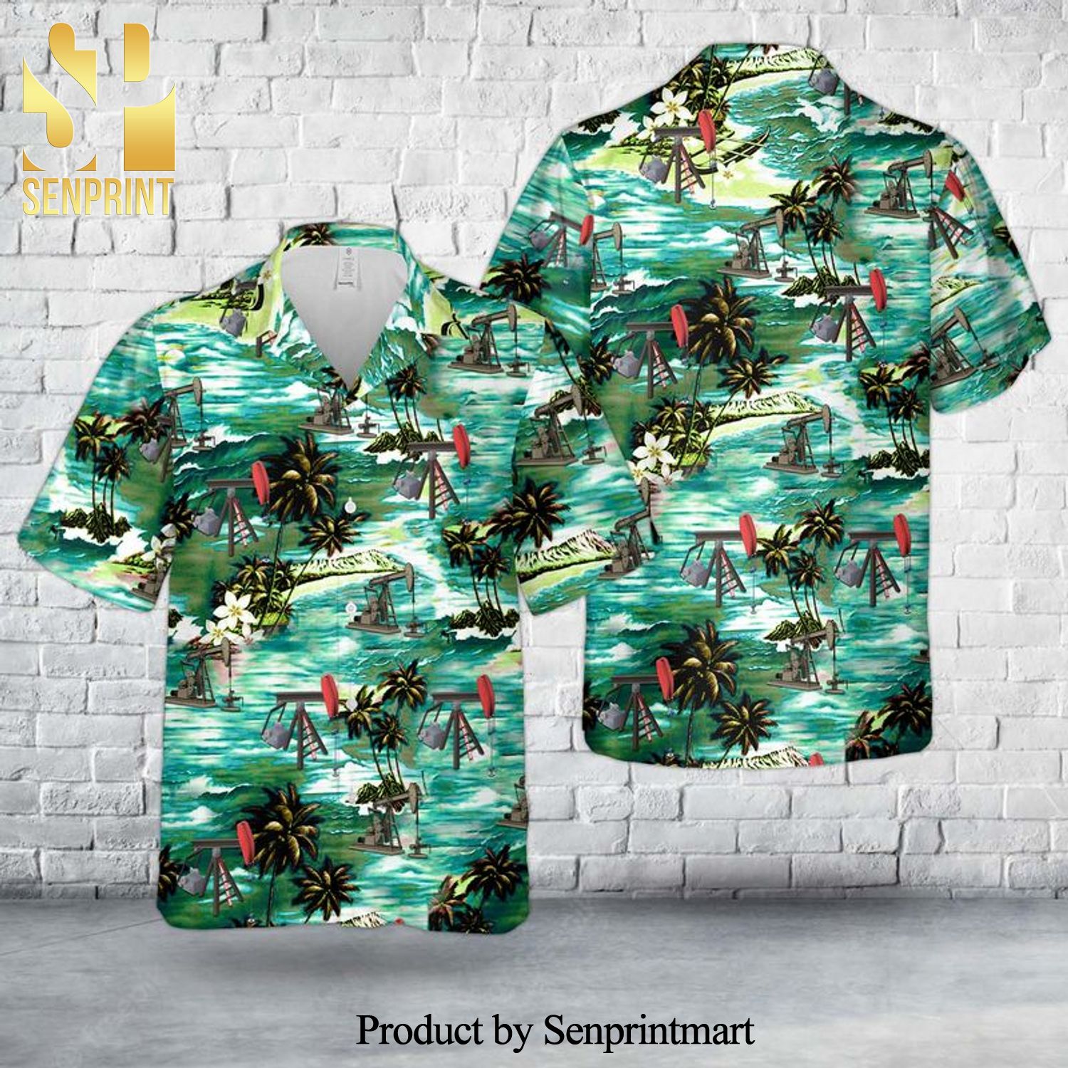 Oilfield Machine Full Print Hawaiian Shirt