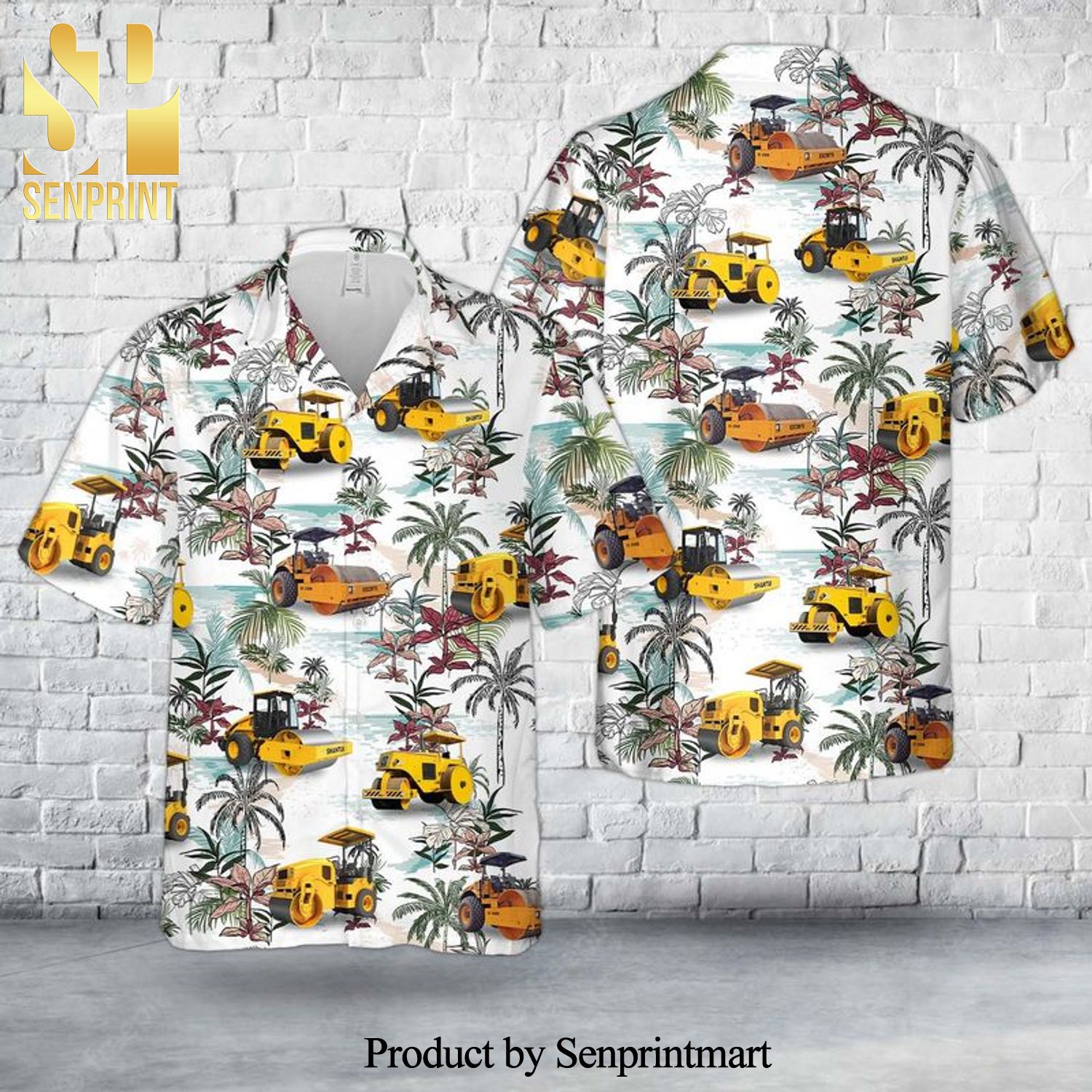 Road Roller Machine Full Printed Hawaiian Shirt