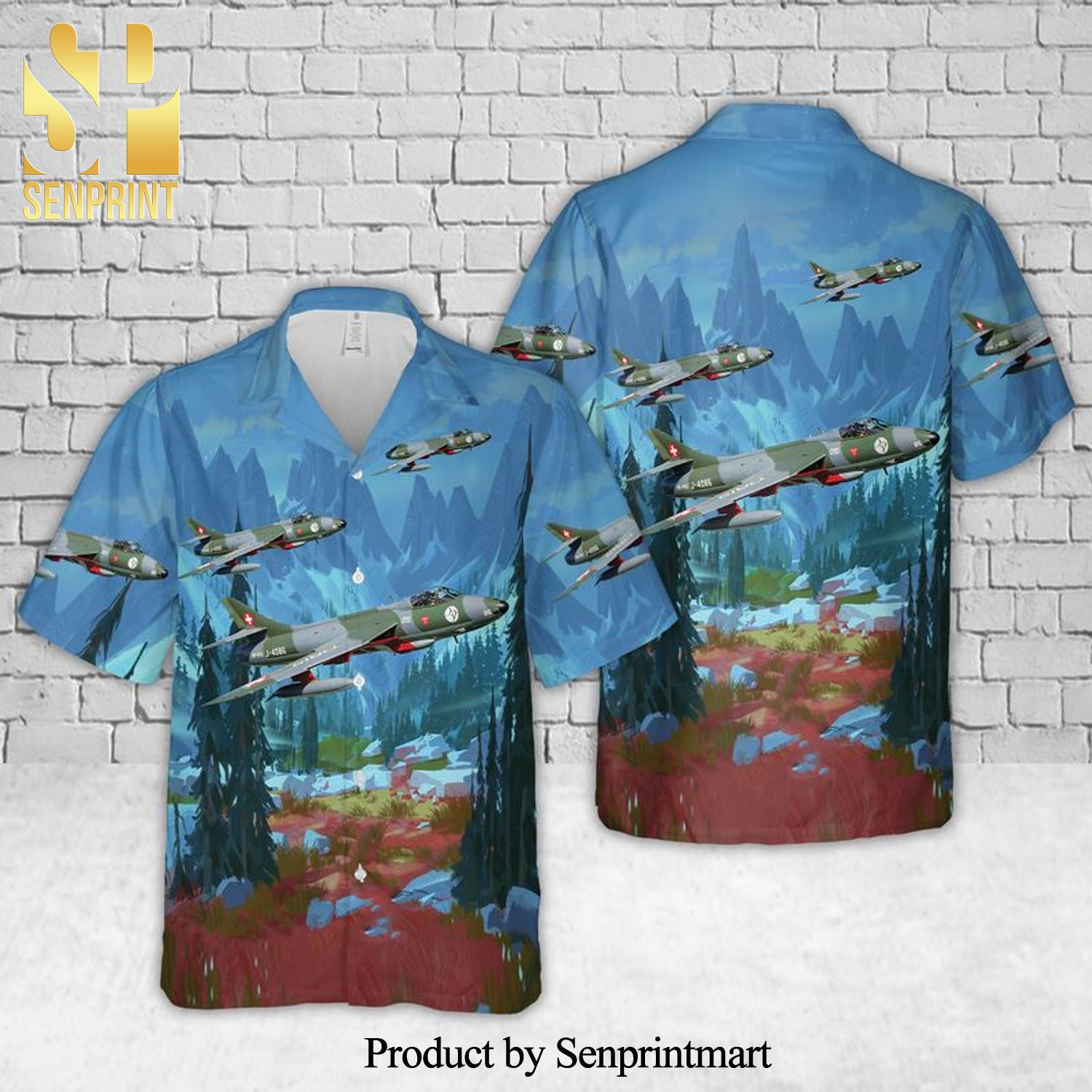 Swiss Air Force Hawker Hunter All Over Printed Hawaiian Shirt