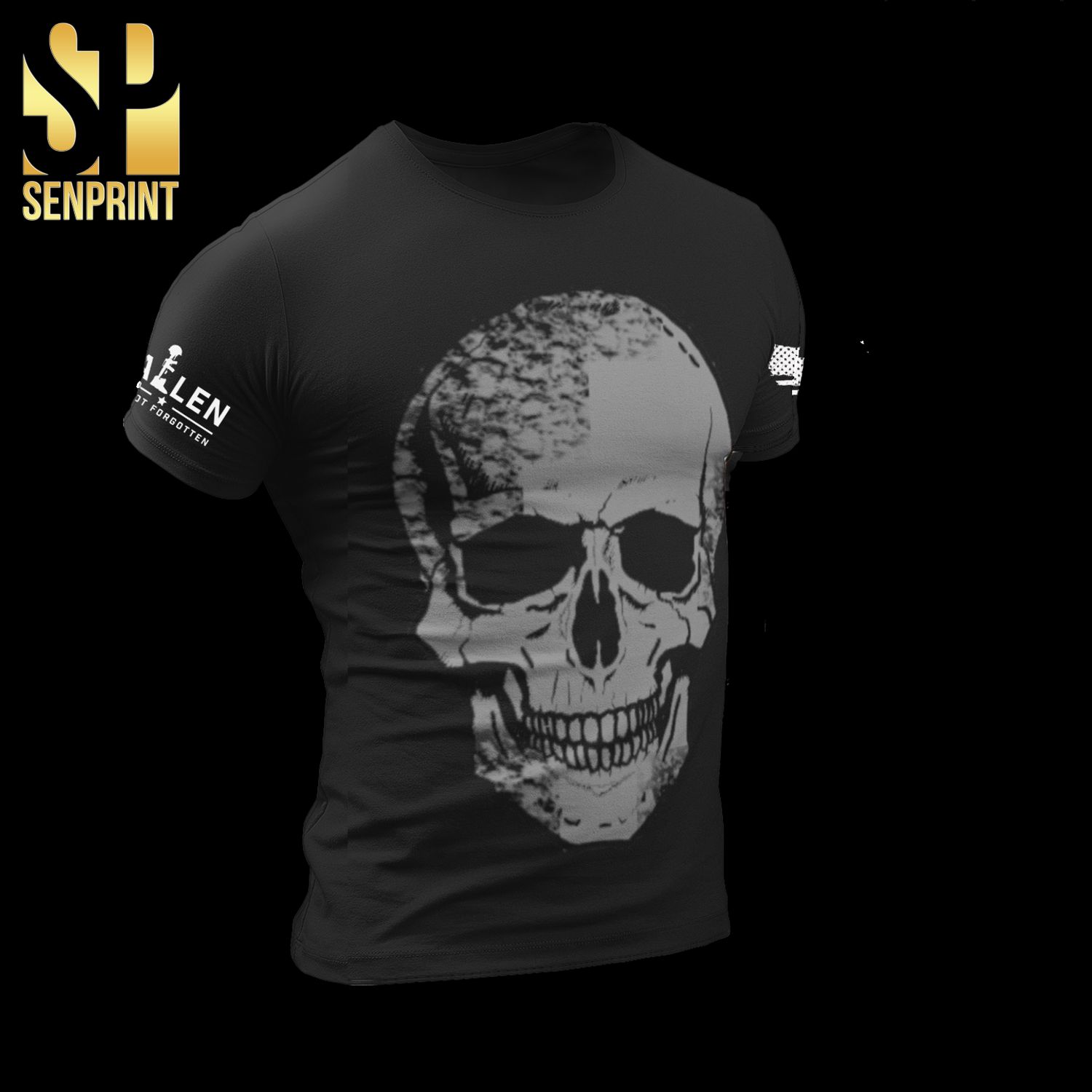 Dark Gray Skull Military Unisex Shirt