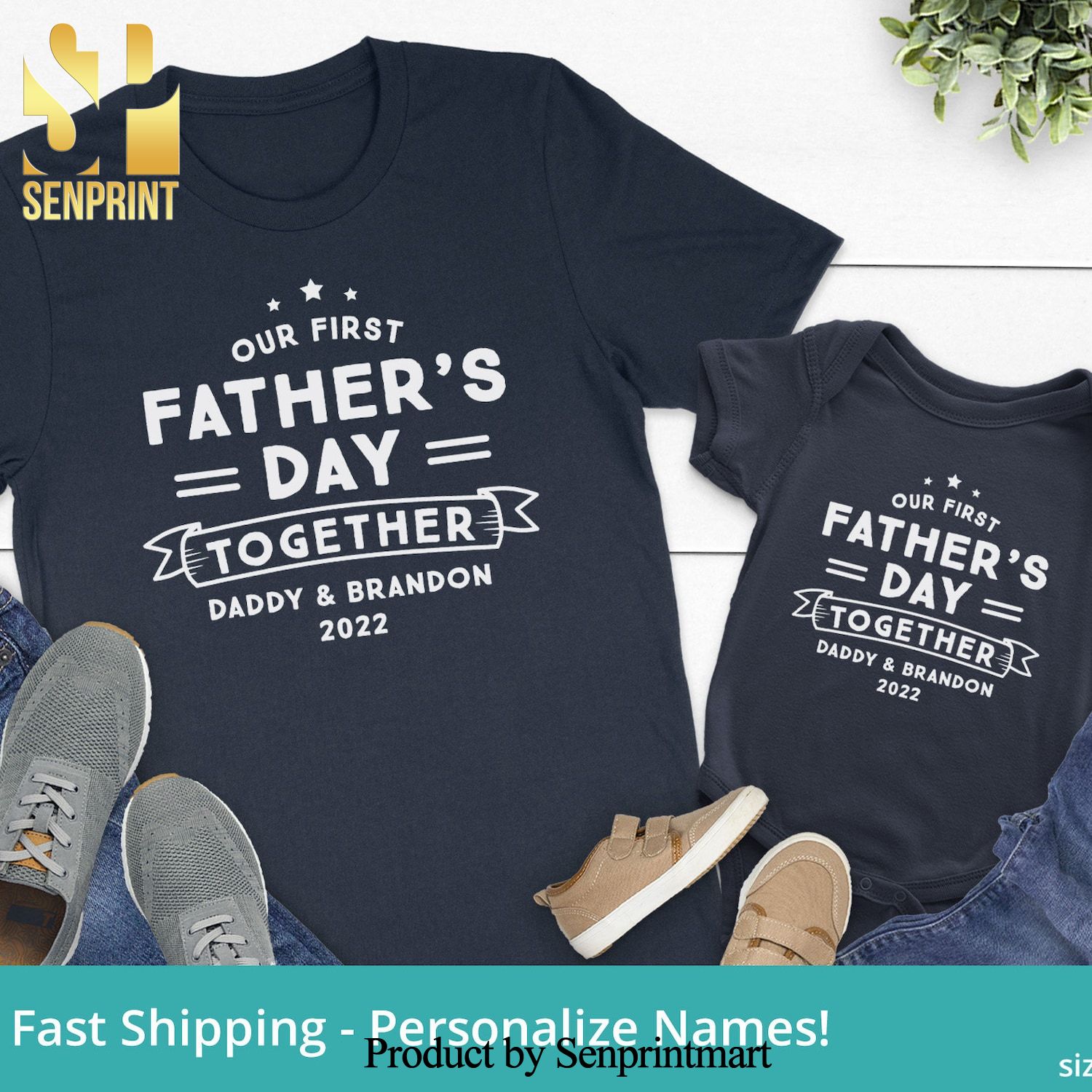 First Fathers Day Matching Fathers Day Shirt For Dad And Kids Shirt