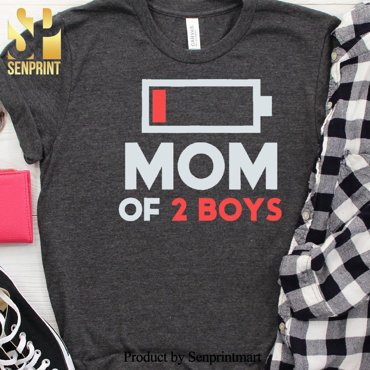 Mom Gift Idea for Wife from Husband Mom of 2 Boys Funny Mothers Day Shirt