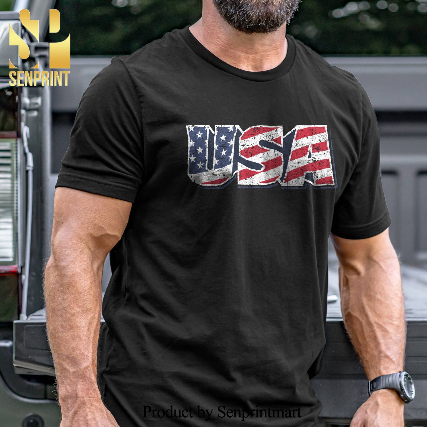 Vintage USA Flag Military Unisex Shirt