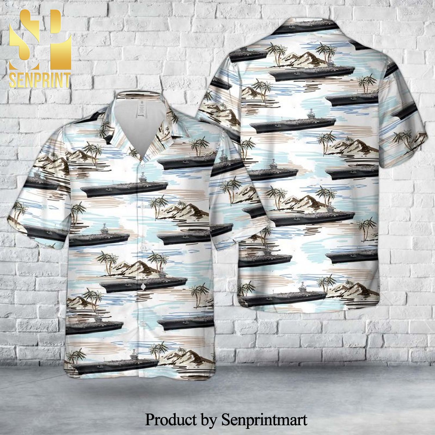 US Navy Nimitz-class aircraft carrier Full Printed Hawaiian Shirt