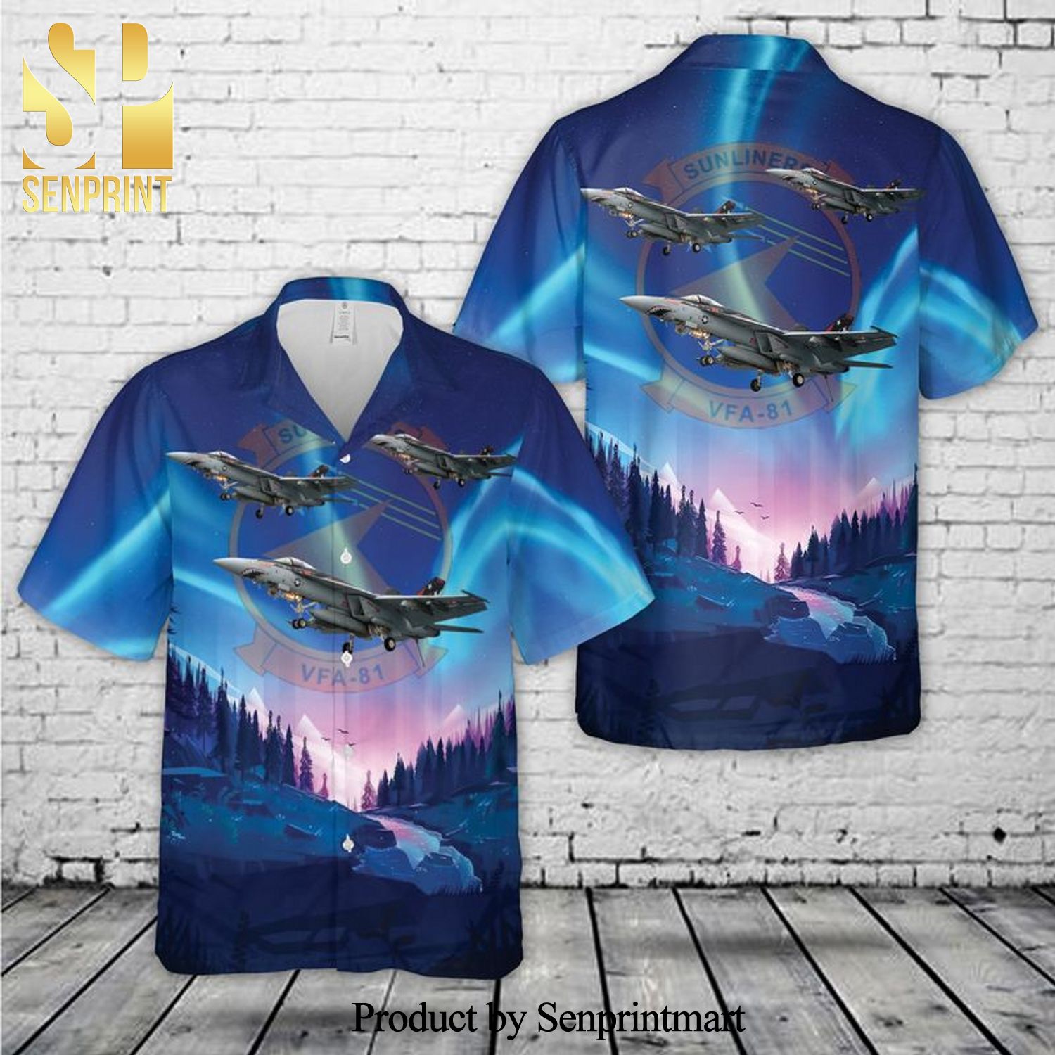 US Navy Strike Fighter Squadron 81 STRKFITRON 81 VFA-81 ‘Sunliners’ Full Print Hawaiian Shirt