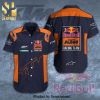 Red Bull KTM Factory Racing Palm Tree Sunset Full Printing Aloha Summer Beach Hawaiian Shirt And Beach Shorts – Black Orange