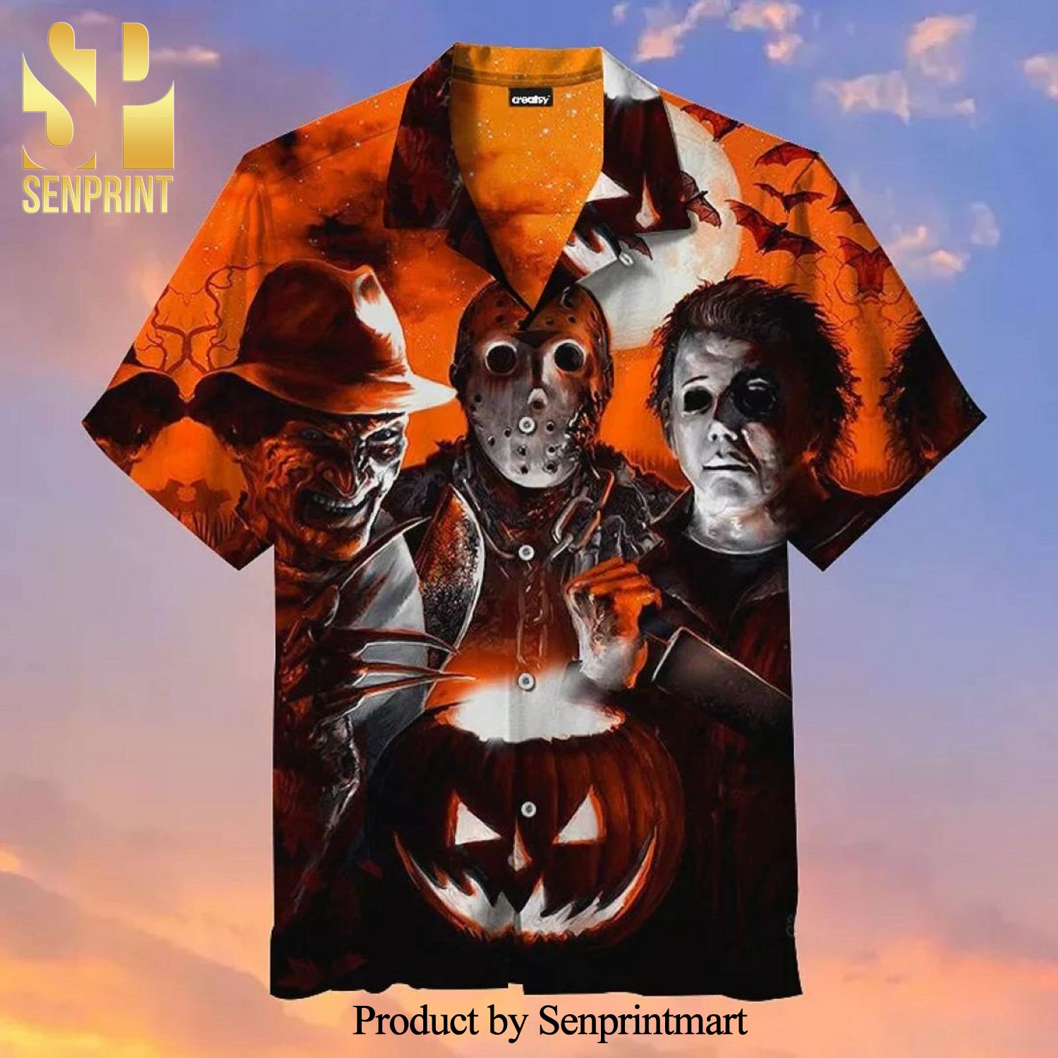 Scary Halloween With Horror Characters Full Printing Hawaiian Shirt