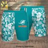 Miami Dolphins Full Printing Flowery Short Sleeve Dress Shirt Hawaiian Summer Aloha Beach Shirt – Turquoise