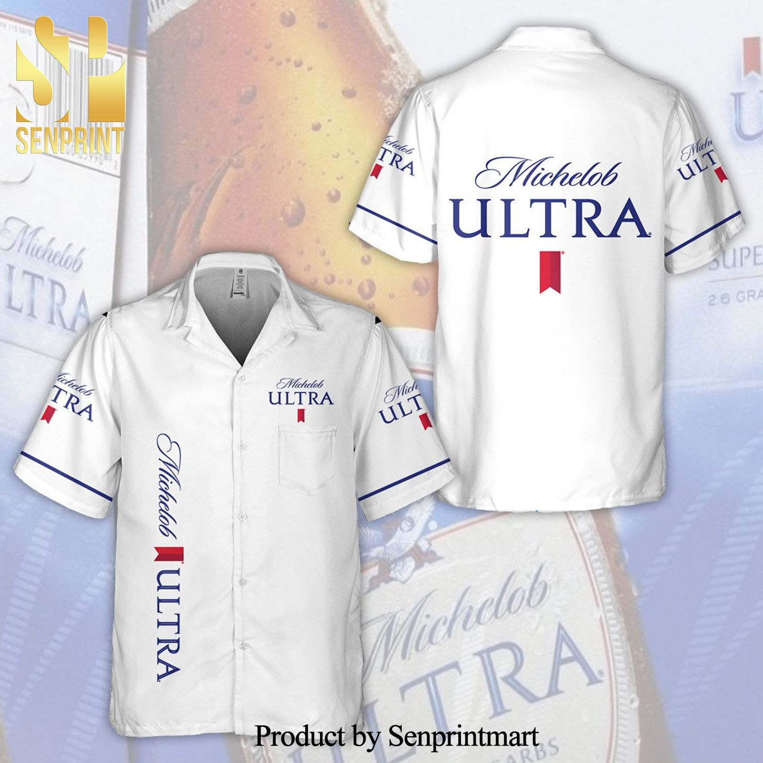 Michelob Ultra Full Printing Hawaiian Shirt – White