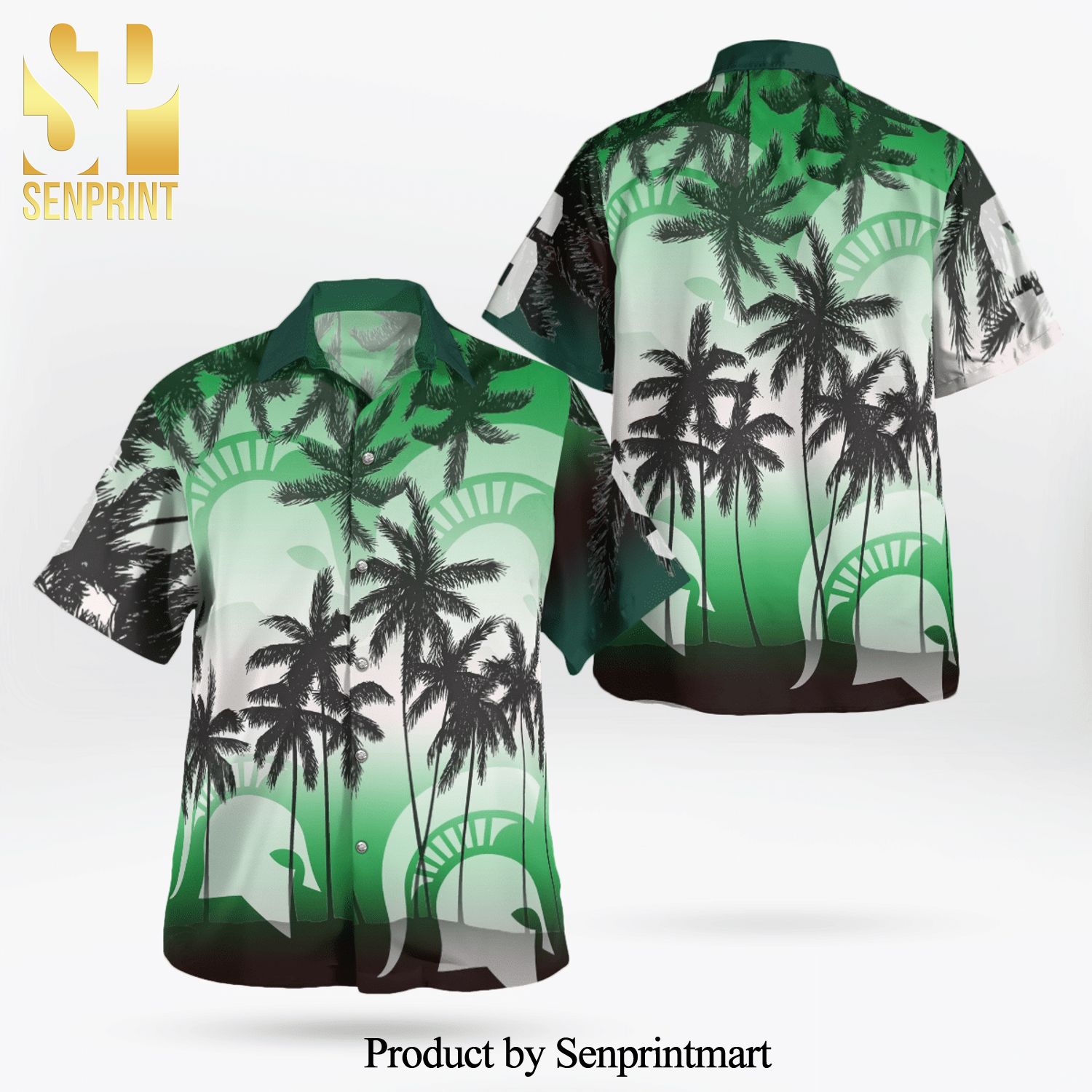 Michigan State Spartans Full Printing Aloha Summer Beach Hawaiian Shirt – Green