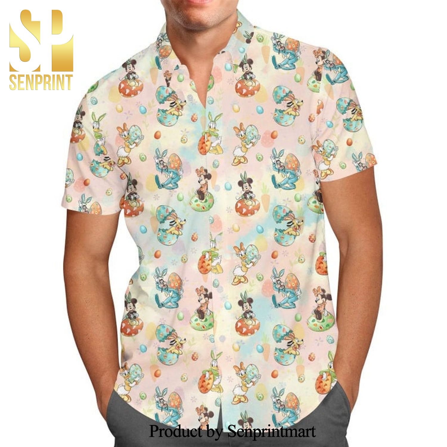 Mickey And Friends Easter Celebration Disney Cartoon Graphics Full Printing Hawaiian Shirt