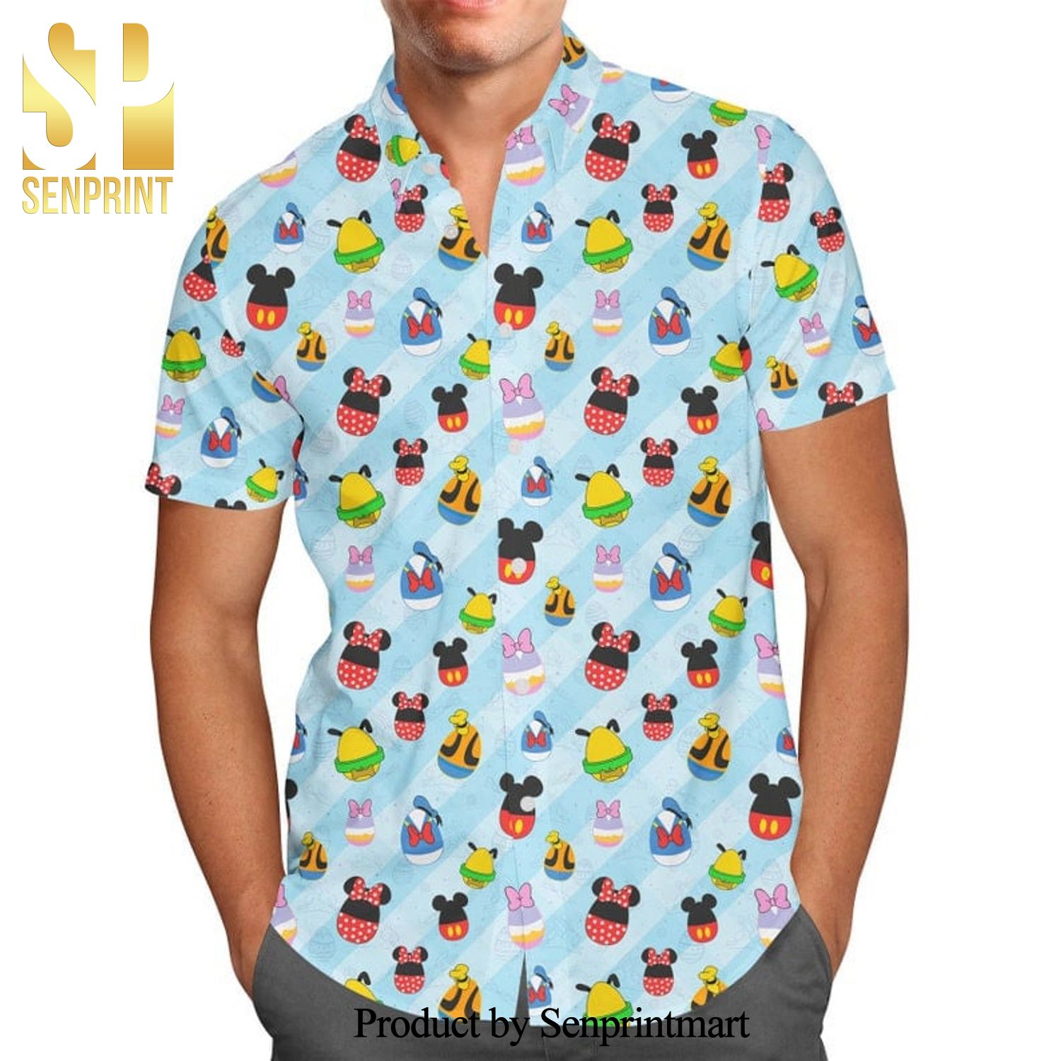Mickey And Friends Easter Eggs Pattern Disney Cartoon Graphics Full Printing Hawaiian Shirt